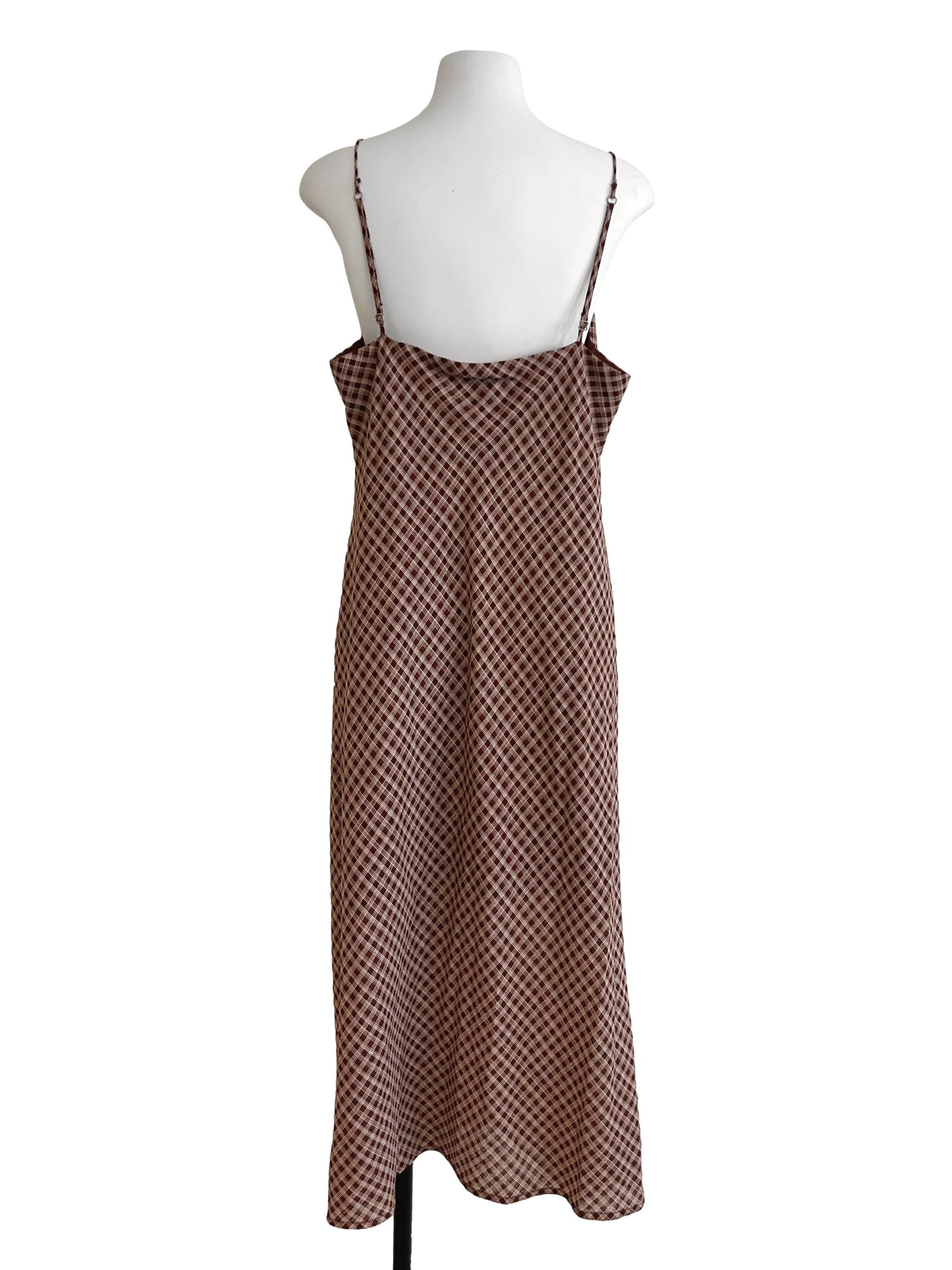 Cinnamon Brown Gingham Cami Dress
