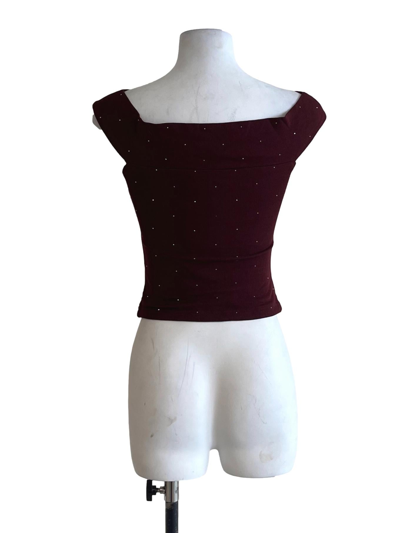 Wine Red Pencil Stripe Blouse