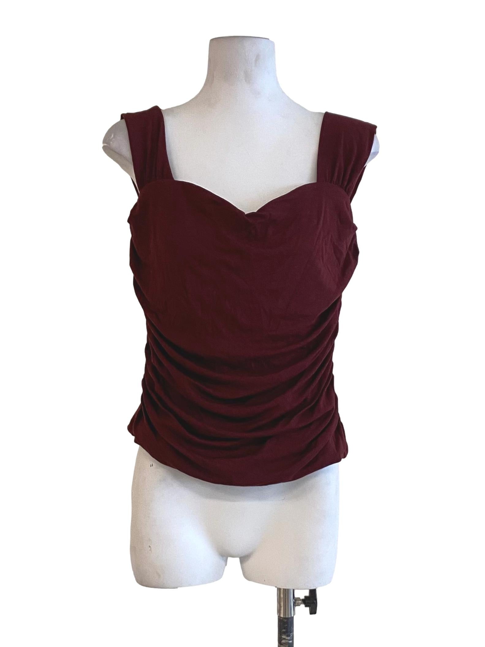 Dark Wine Red Scoop Side Slip Top