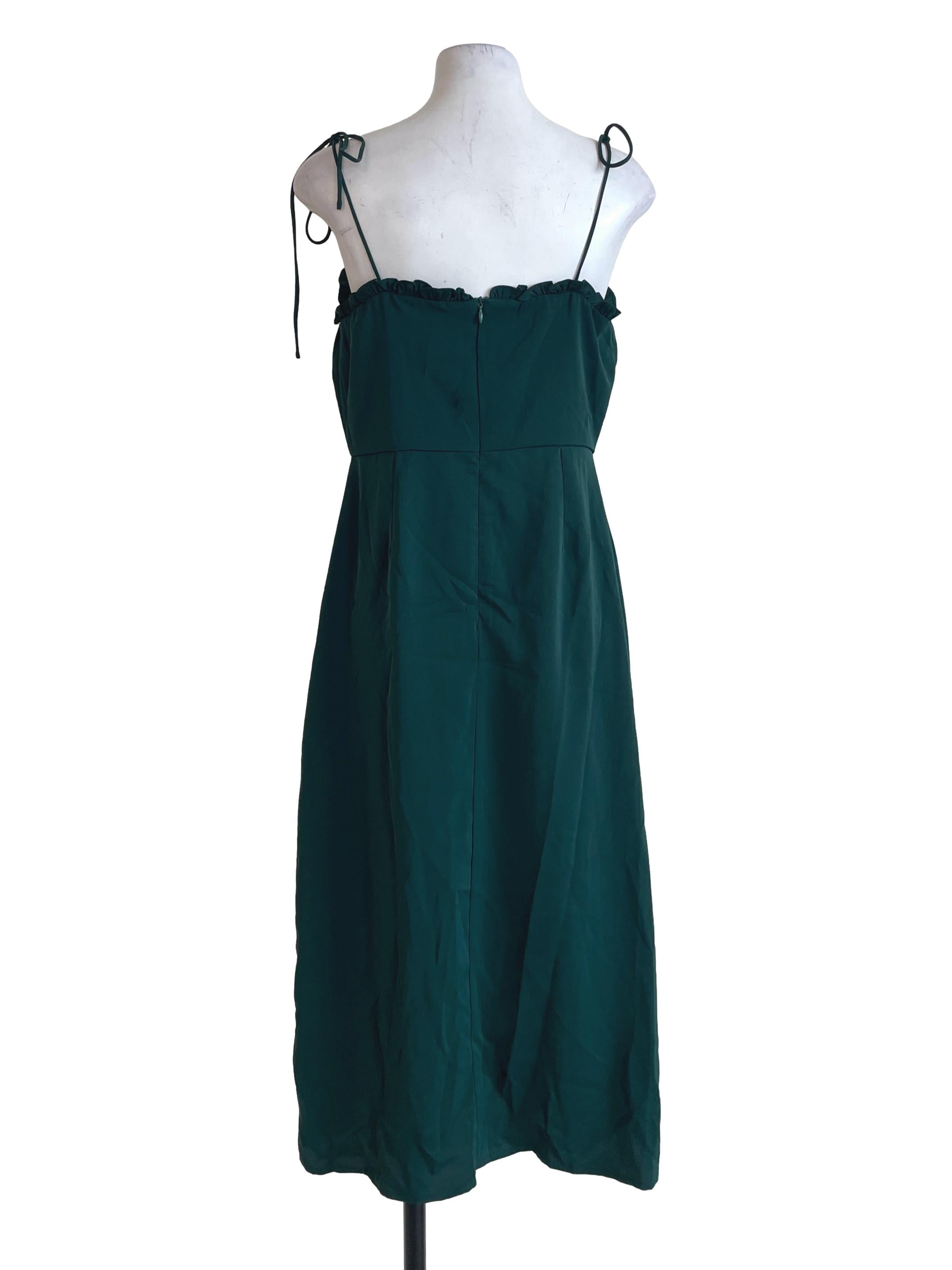 Emerald Green Pleated Bust Dress