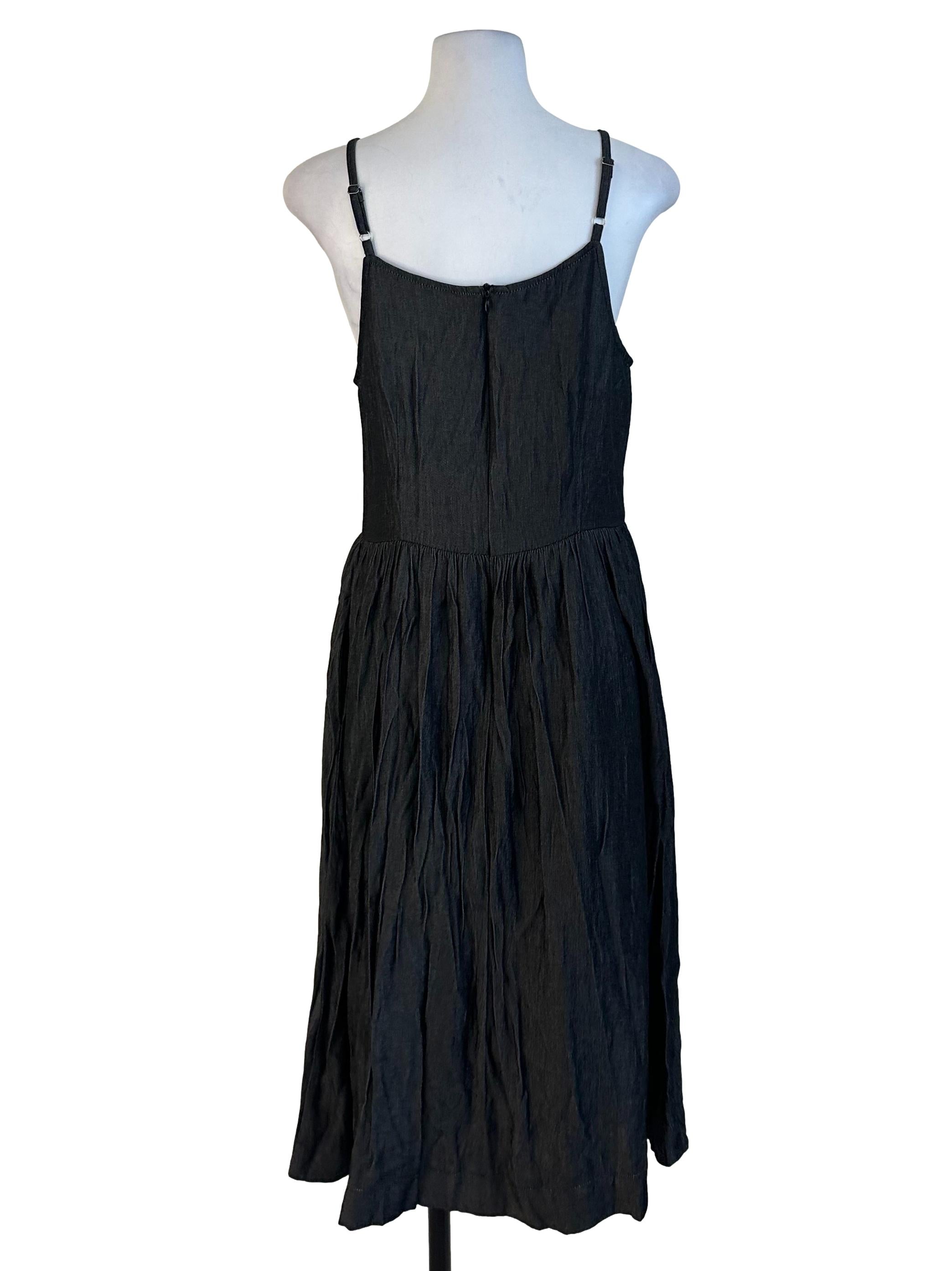 Black Denim Button Dress