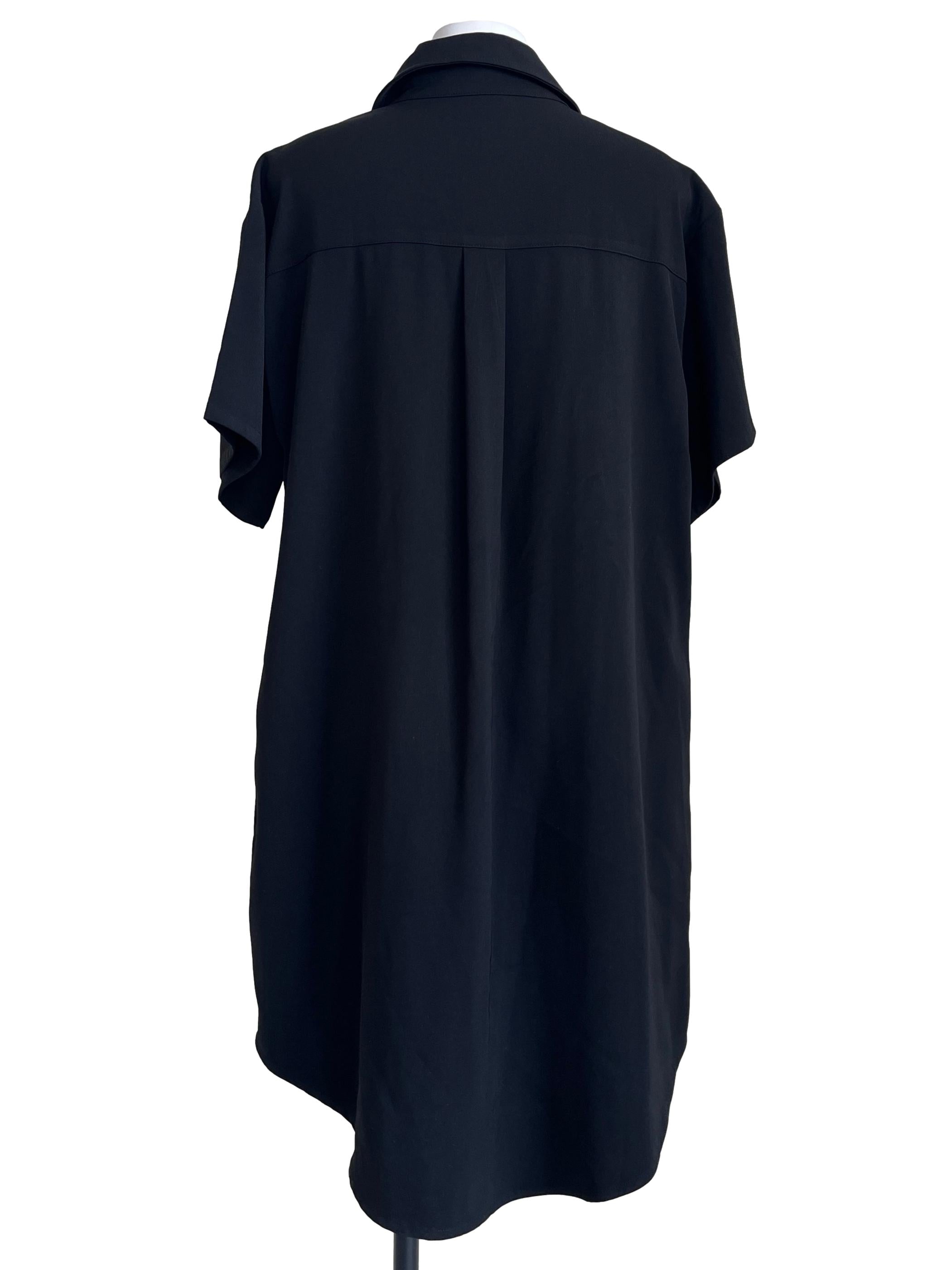 Jet Black Short Sleeve Shirt Dress