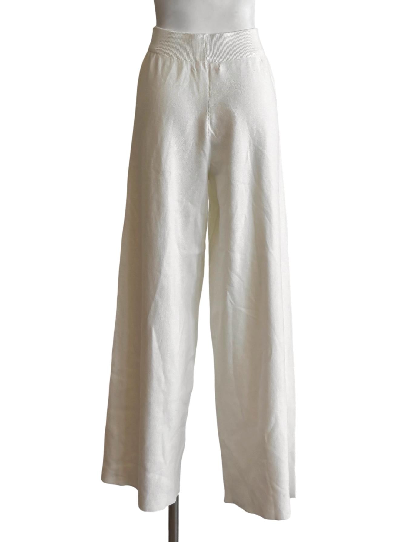 Pearl White Straight Knit Pants