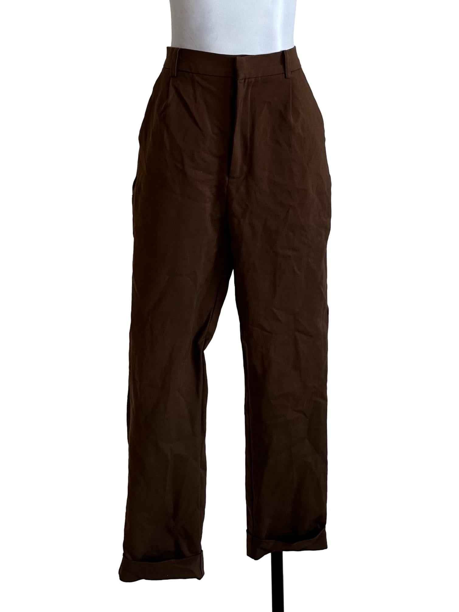 Mocha Brown Formal Straight Pants