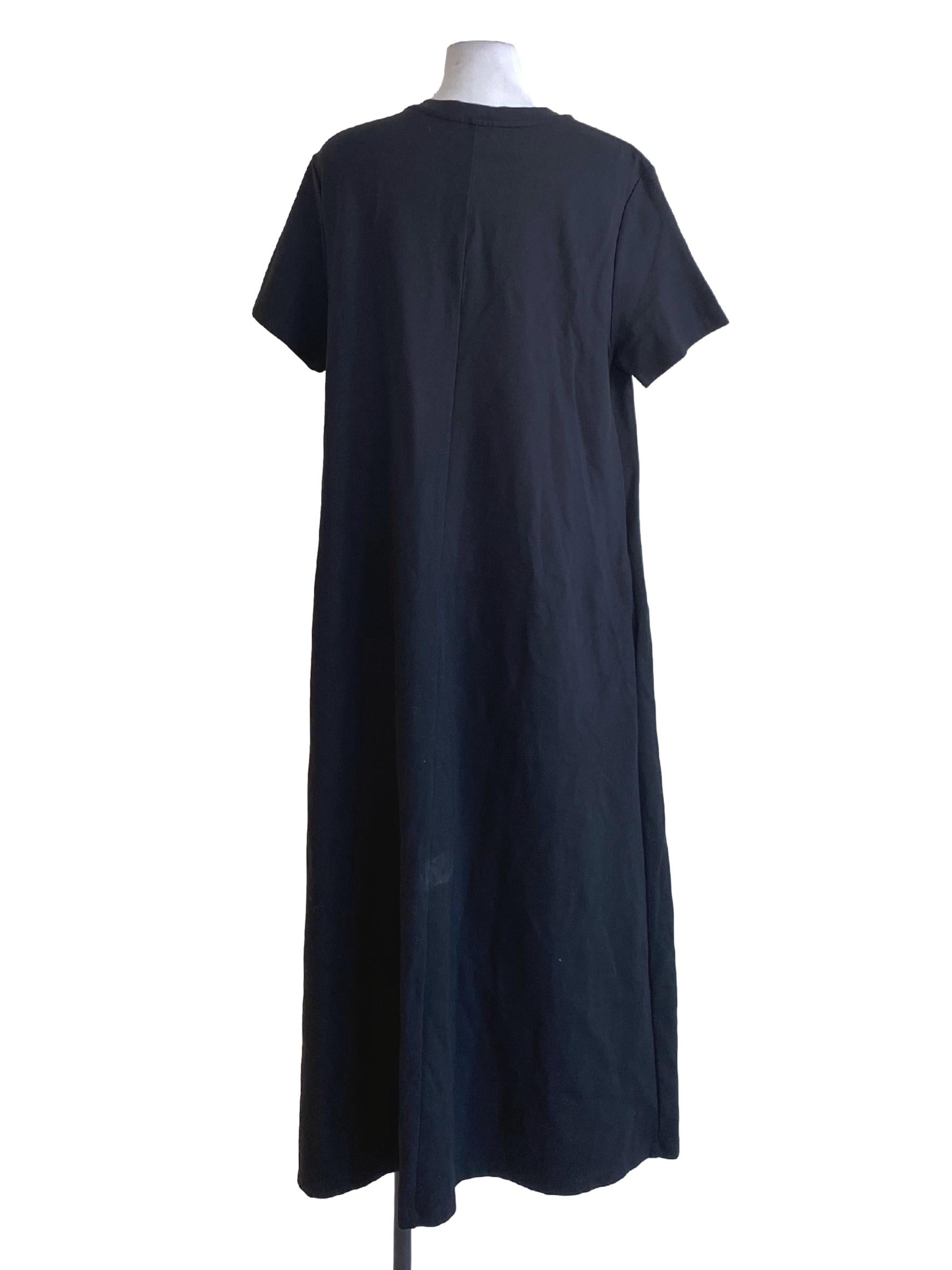 Jet Black Round Neck Pleated Lining Shirt Dress