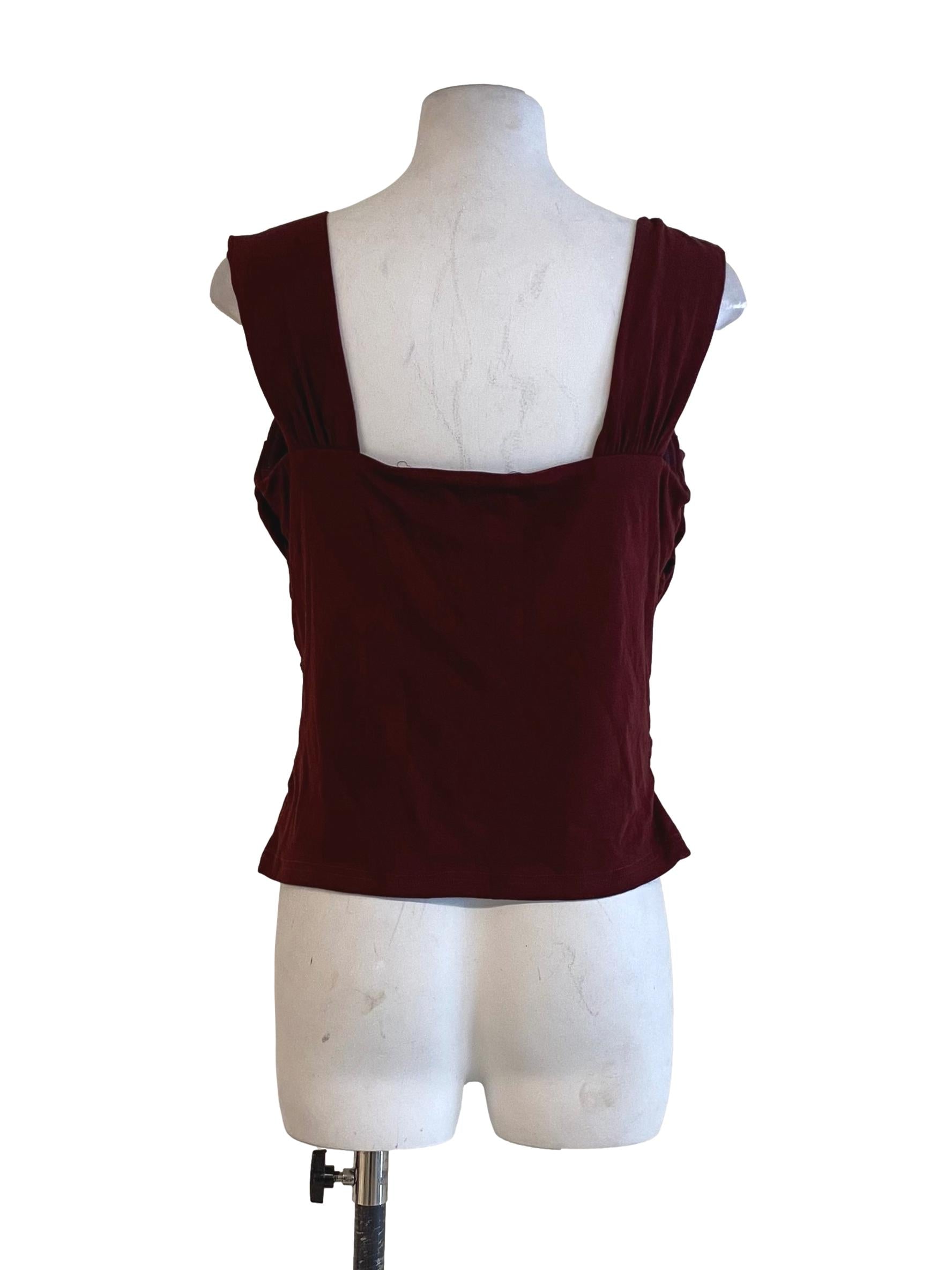 Dark Wine Red Scoop Side Slip Top