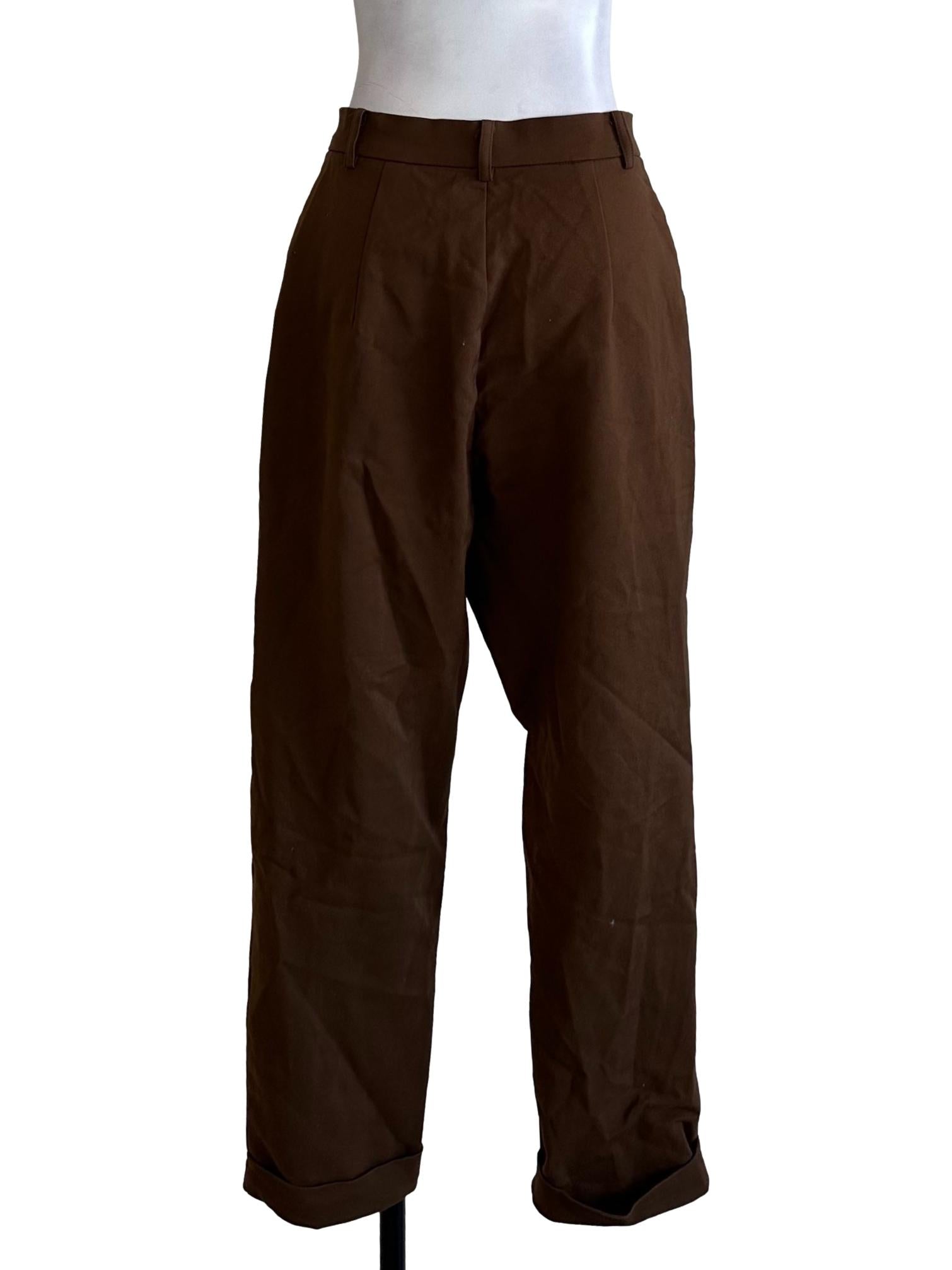 Mocha Brown Formal Straight Pants