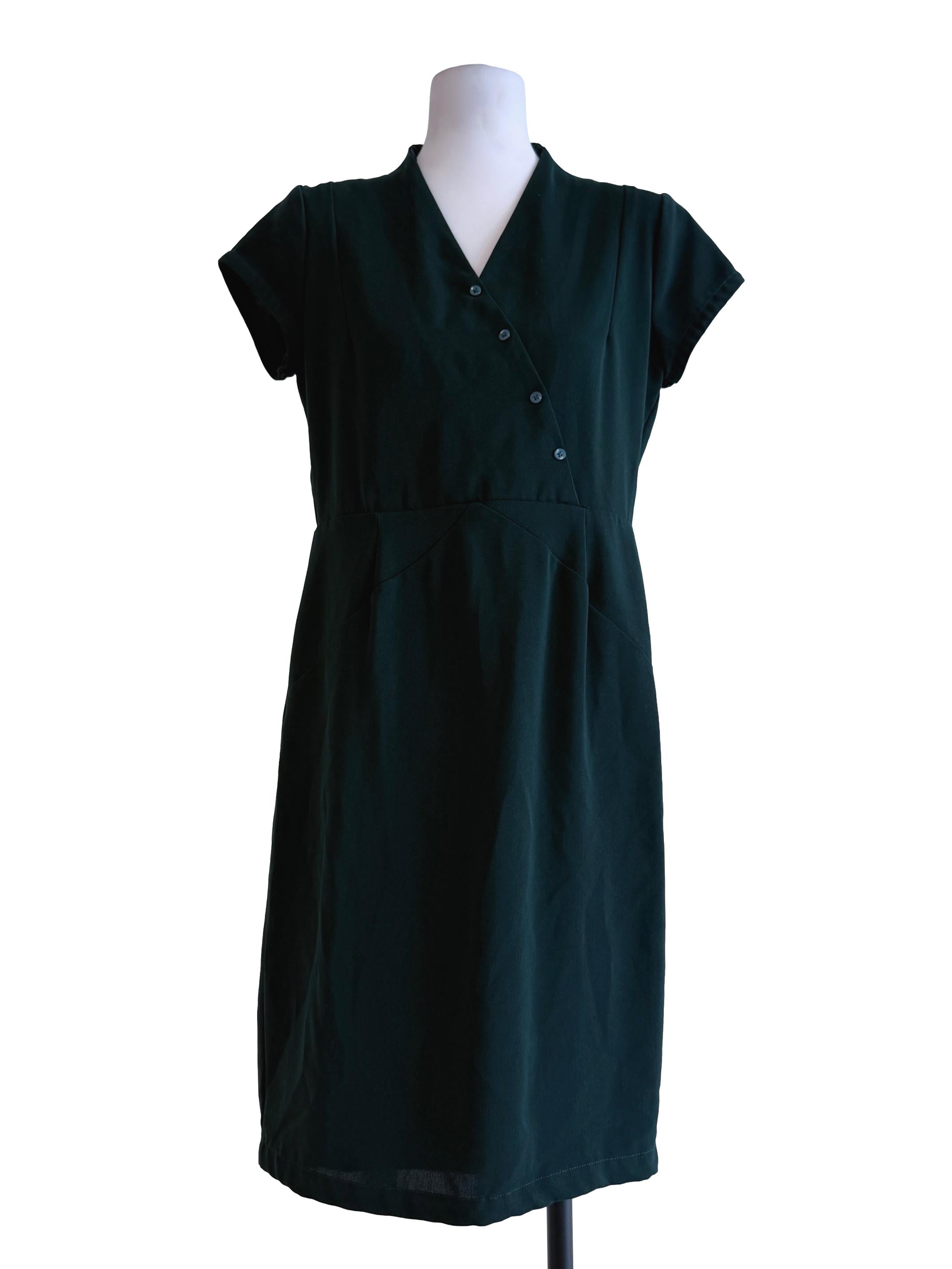 Dark Green V Neck Dress