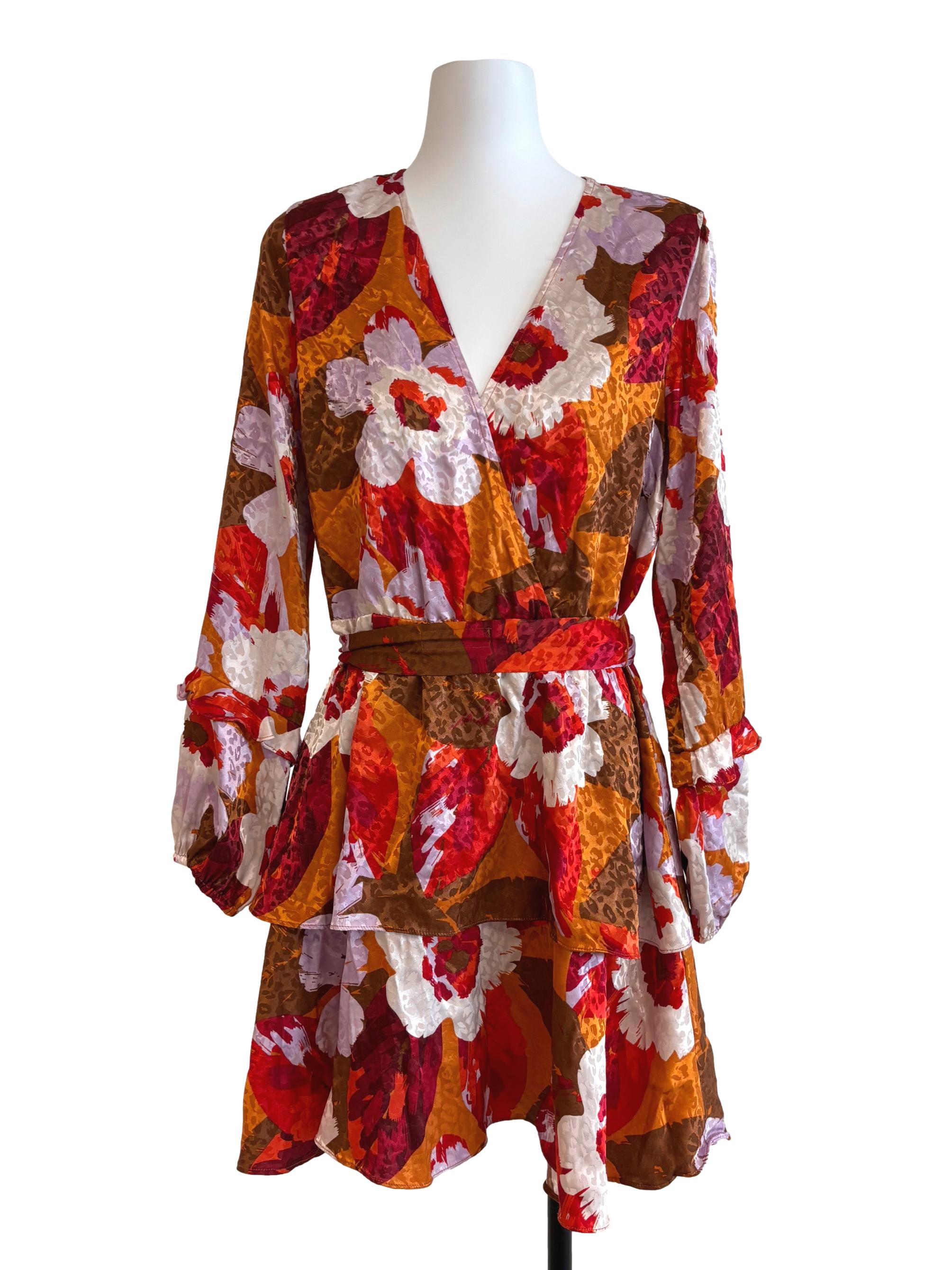 Carrot Orange Red Mini Tier Dress