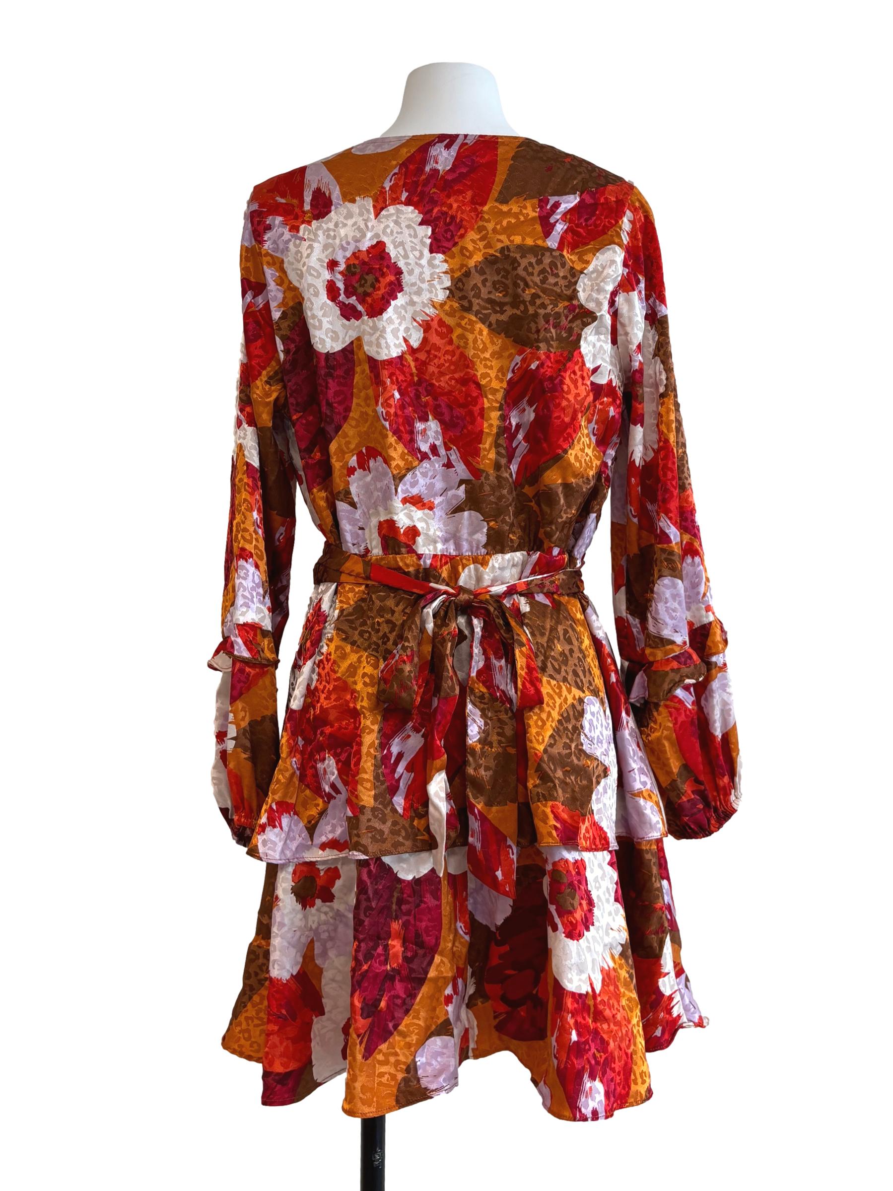 Carrot Orange Red Mini Tier Dress