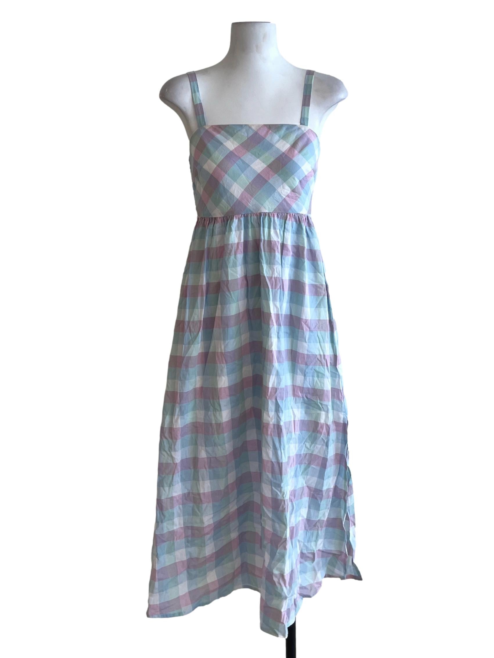 Sky Blue Gingham A-Line Dress