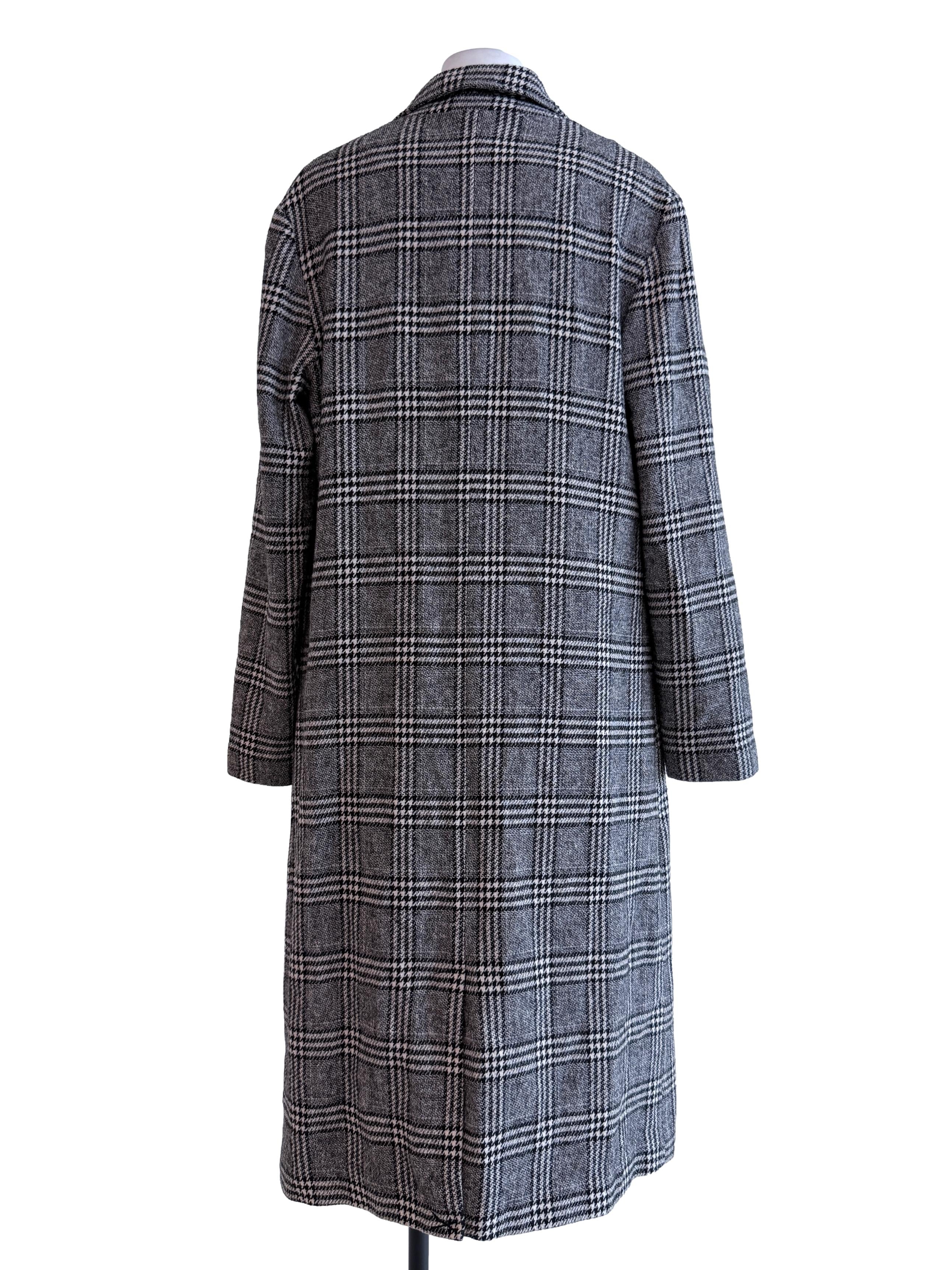 Grey Textured Check Coat