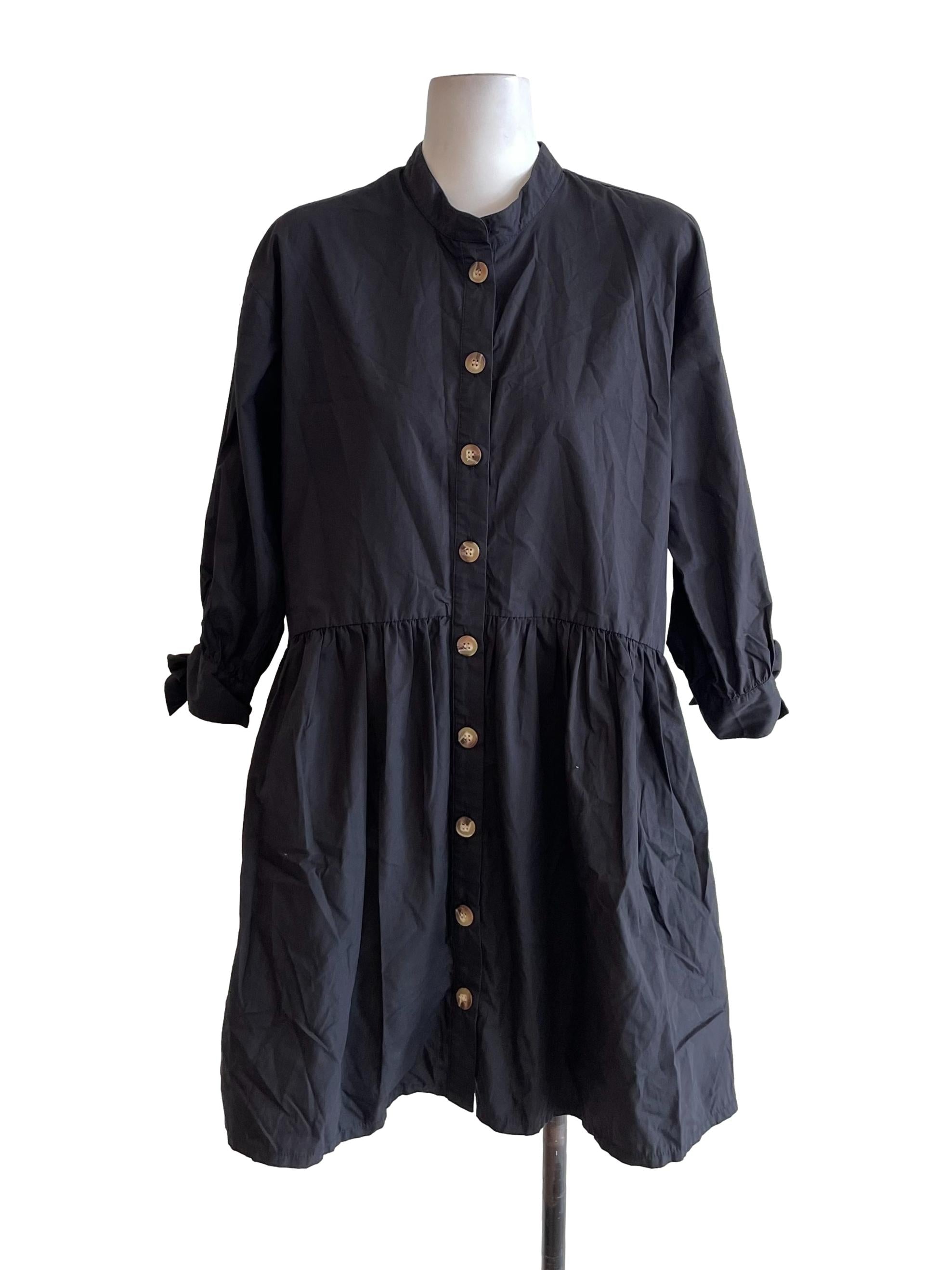 Black Button Down Tent Dress
