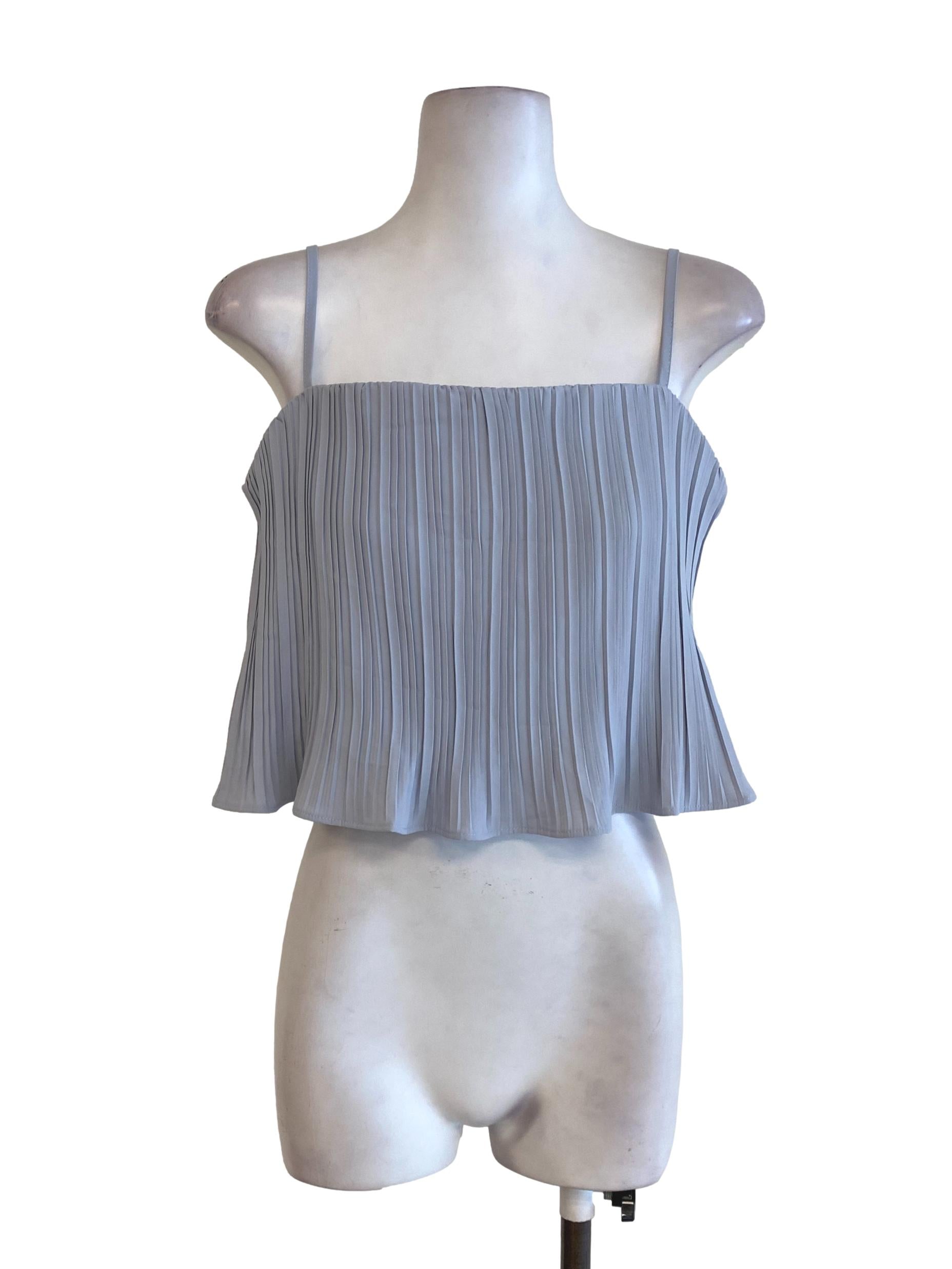 Ash Blue Pleated Top