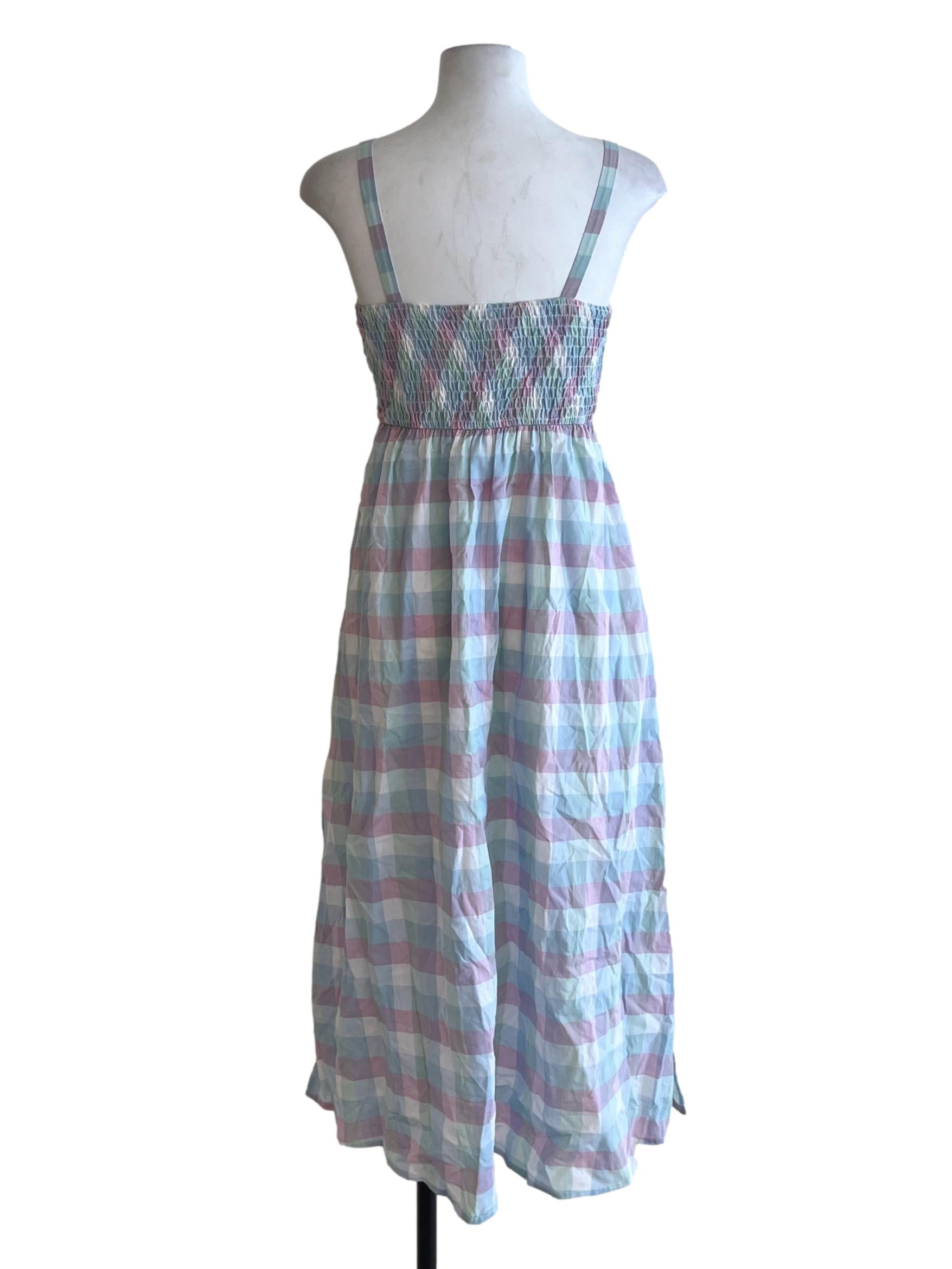 Sky Blue Gingham A-Line Dress