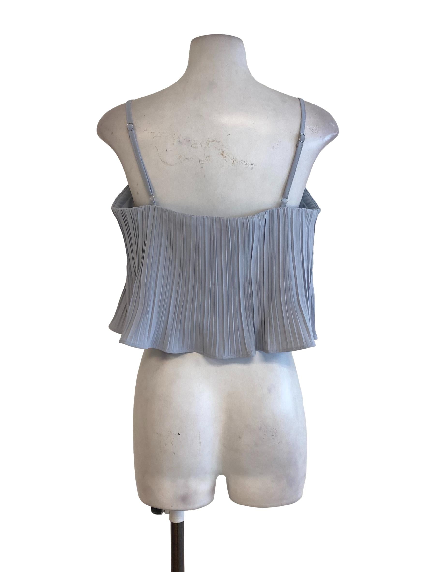 Ash Blue Pleated Top