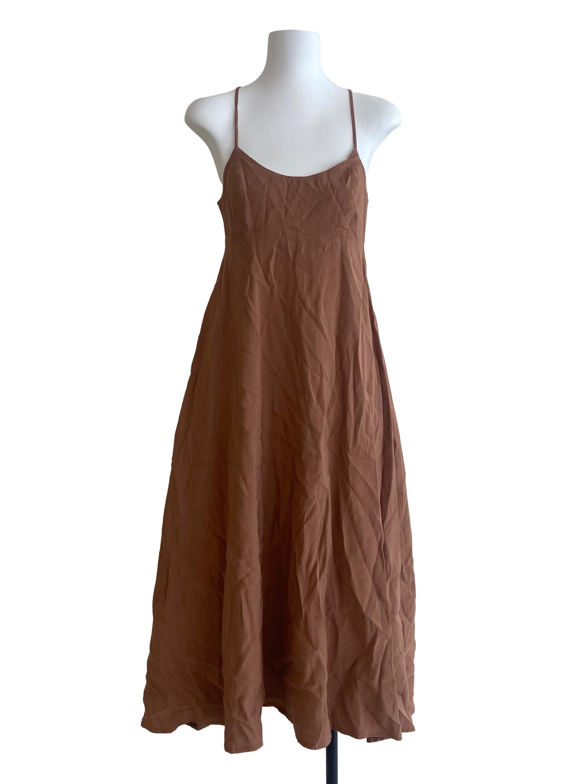 Tawny Brown Halter Neck Twill Dress