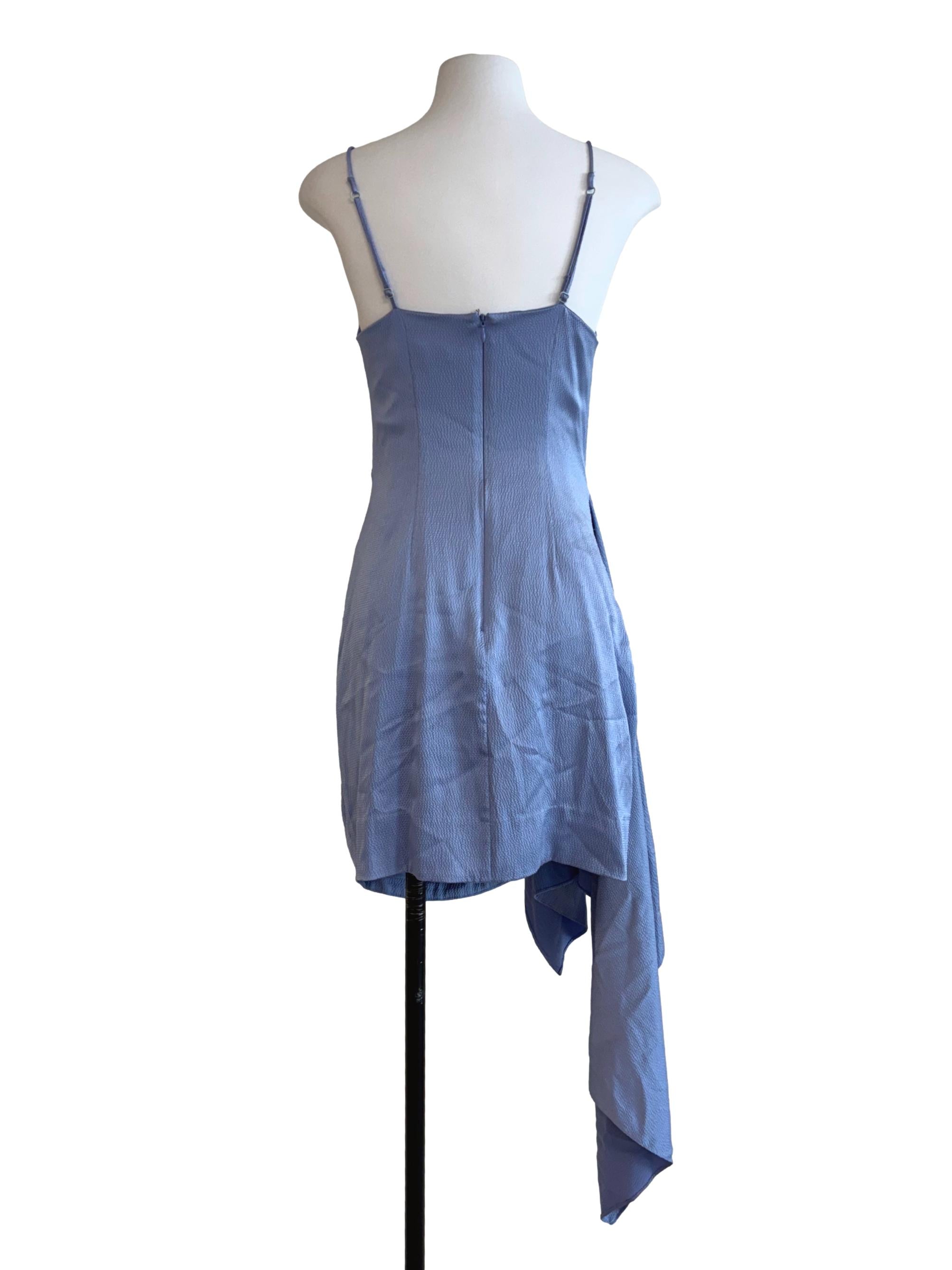 Pastel Blue Spaghetti Strap Drape Dress