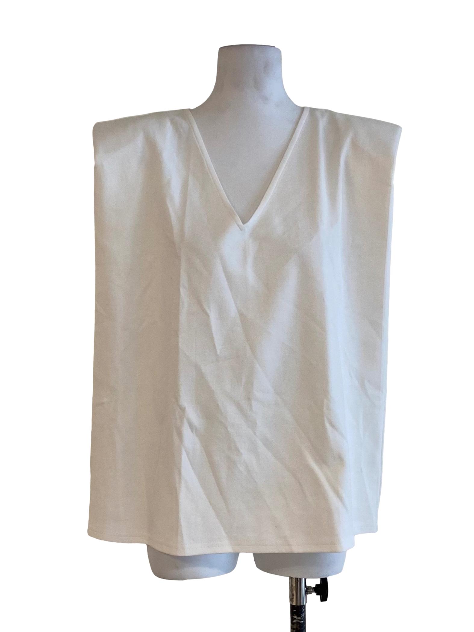 Cotton White V-Neck Plain Shirt