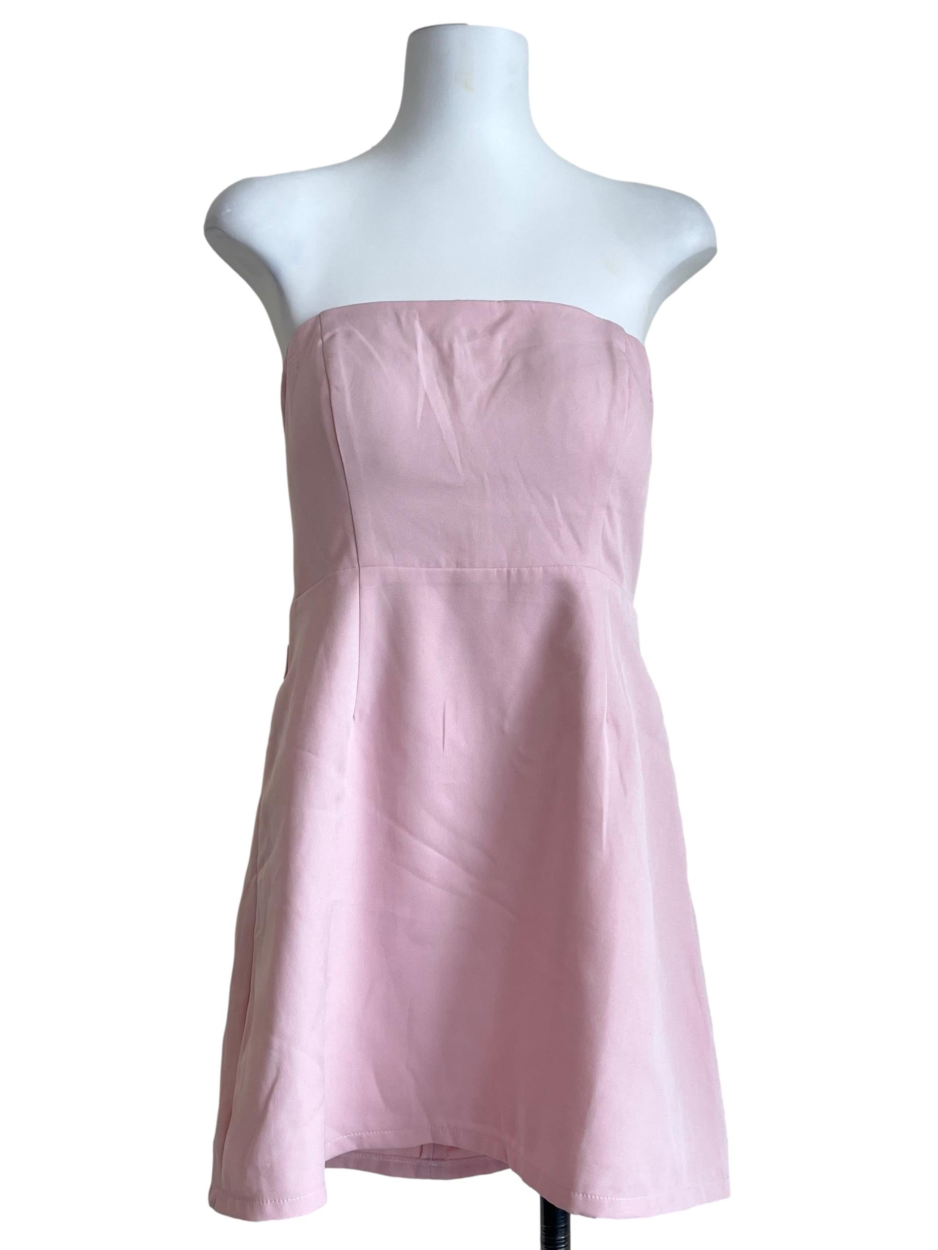 Watermelon Pink Strapless A-Line Dress