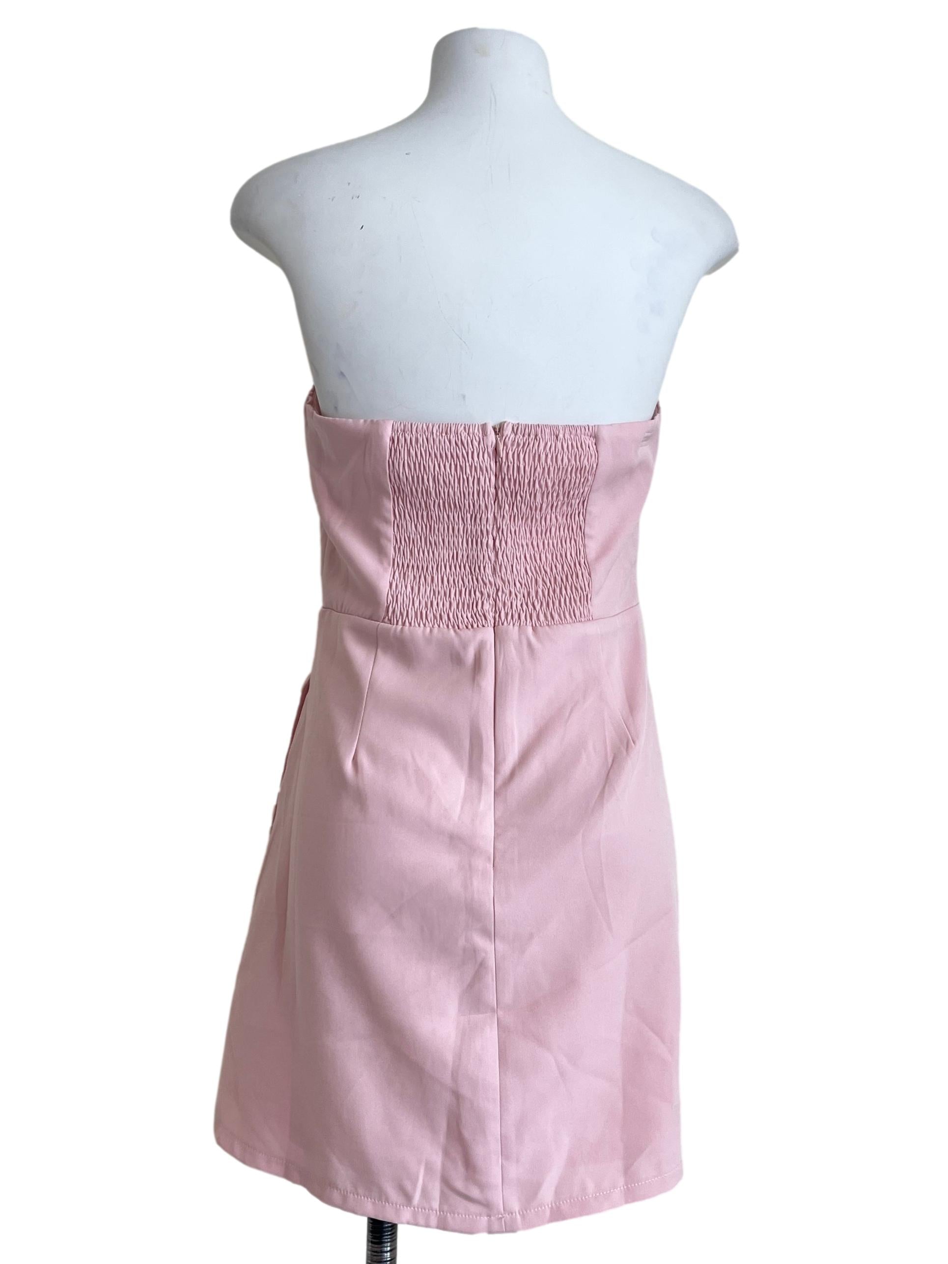 Watermelon Pink Strapless A-Line Dress