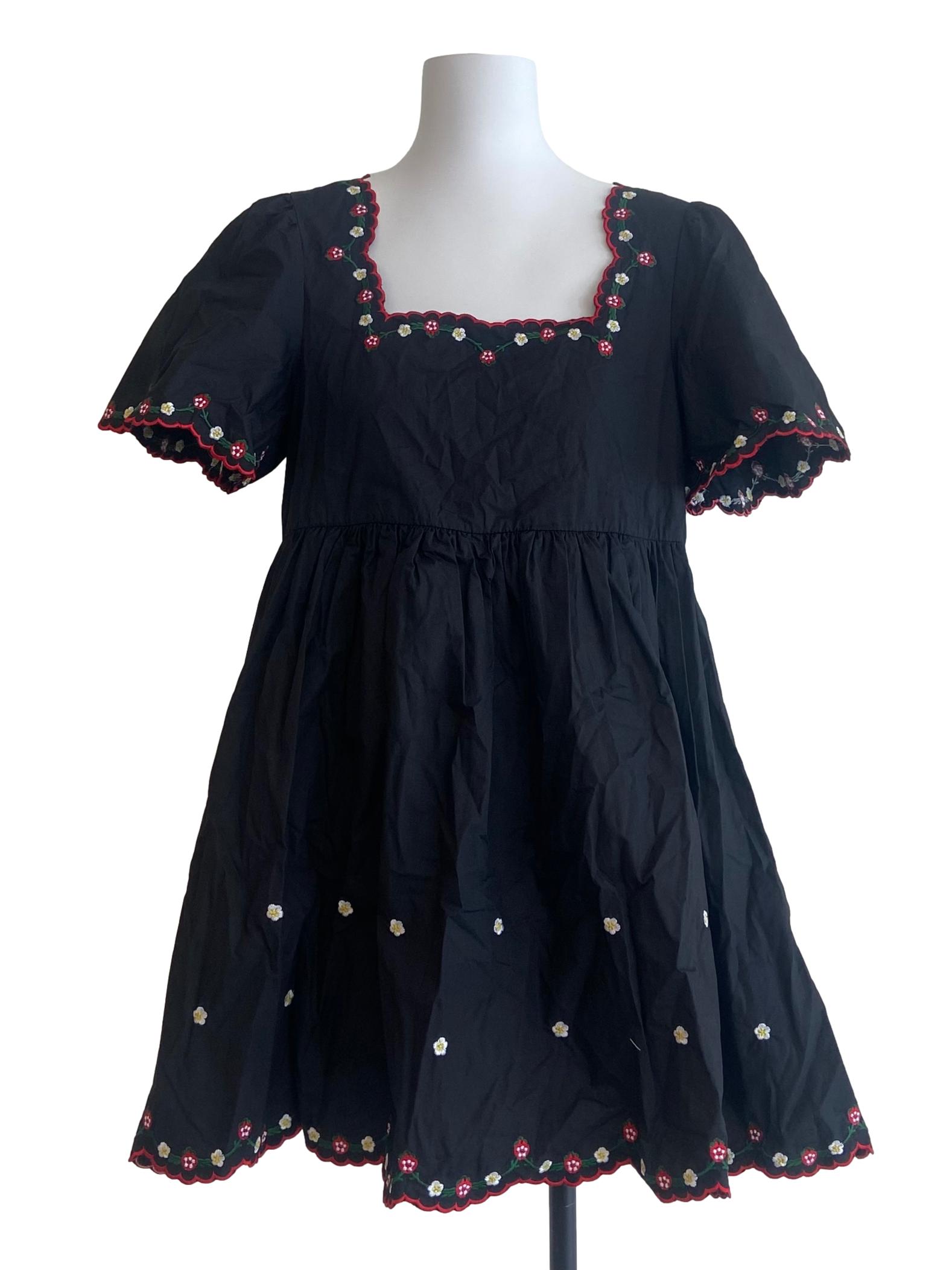 Black & Floral A-Line Dress