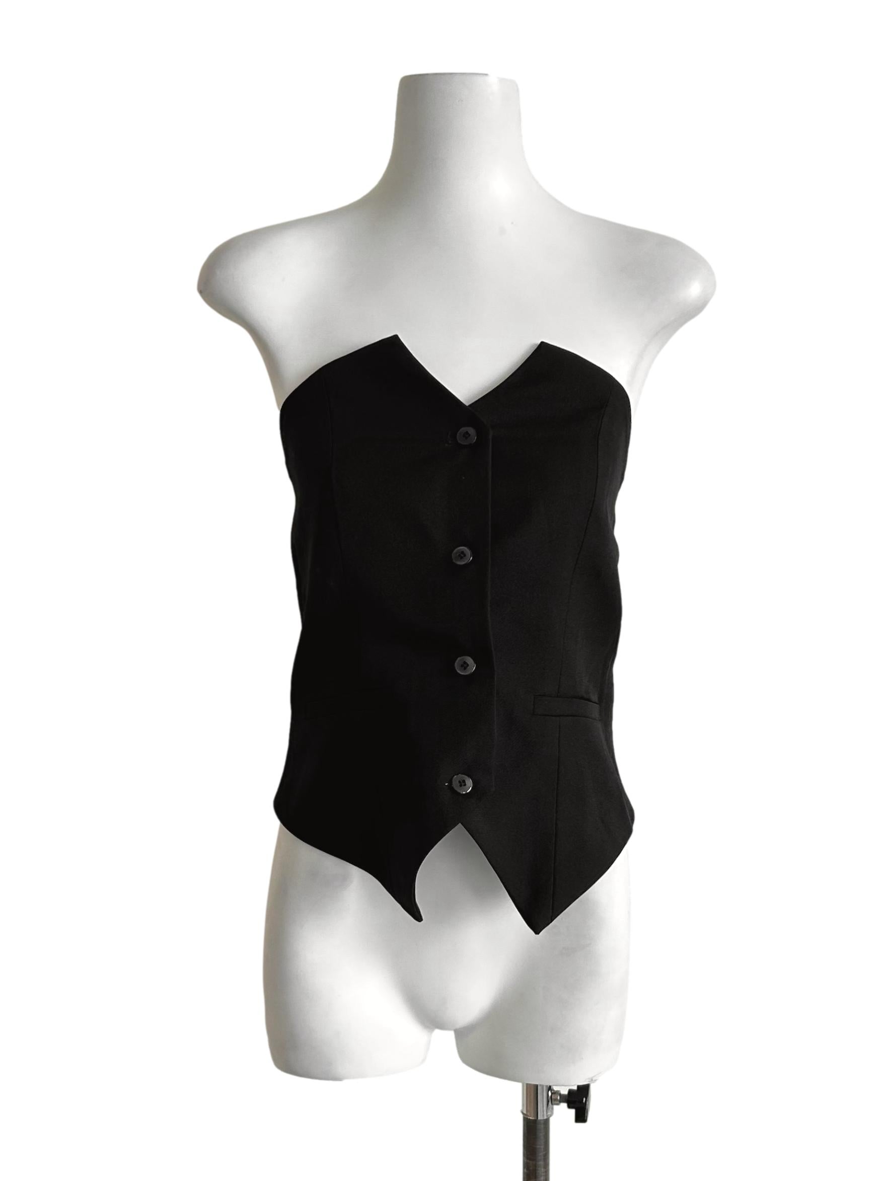 Black Strapless Button Corset Top