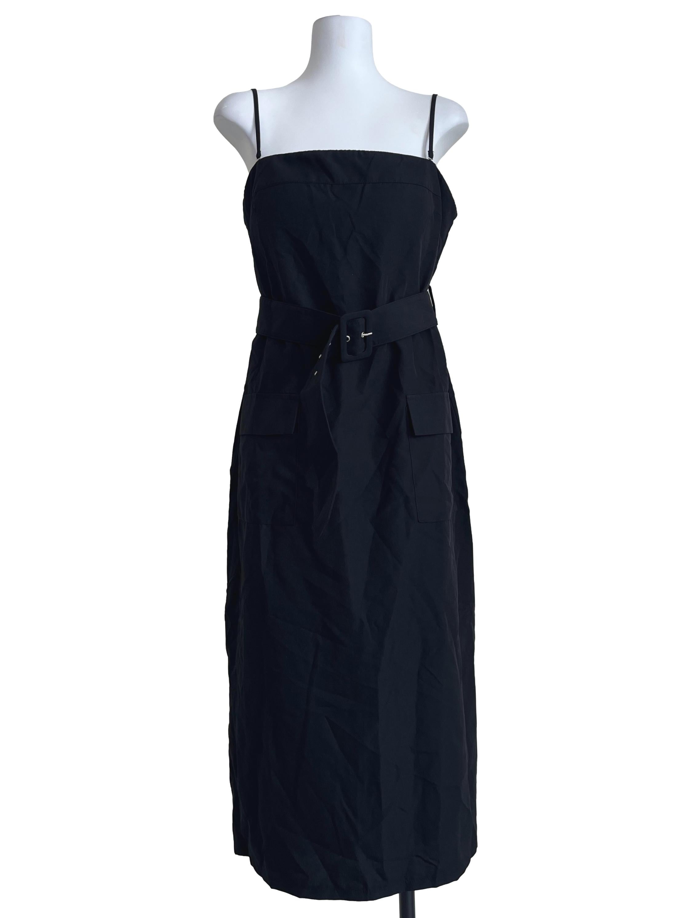 Jade Black Spaghetti Slip Dress