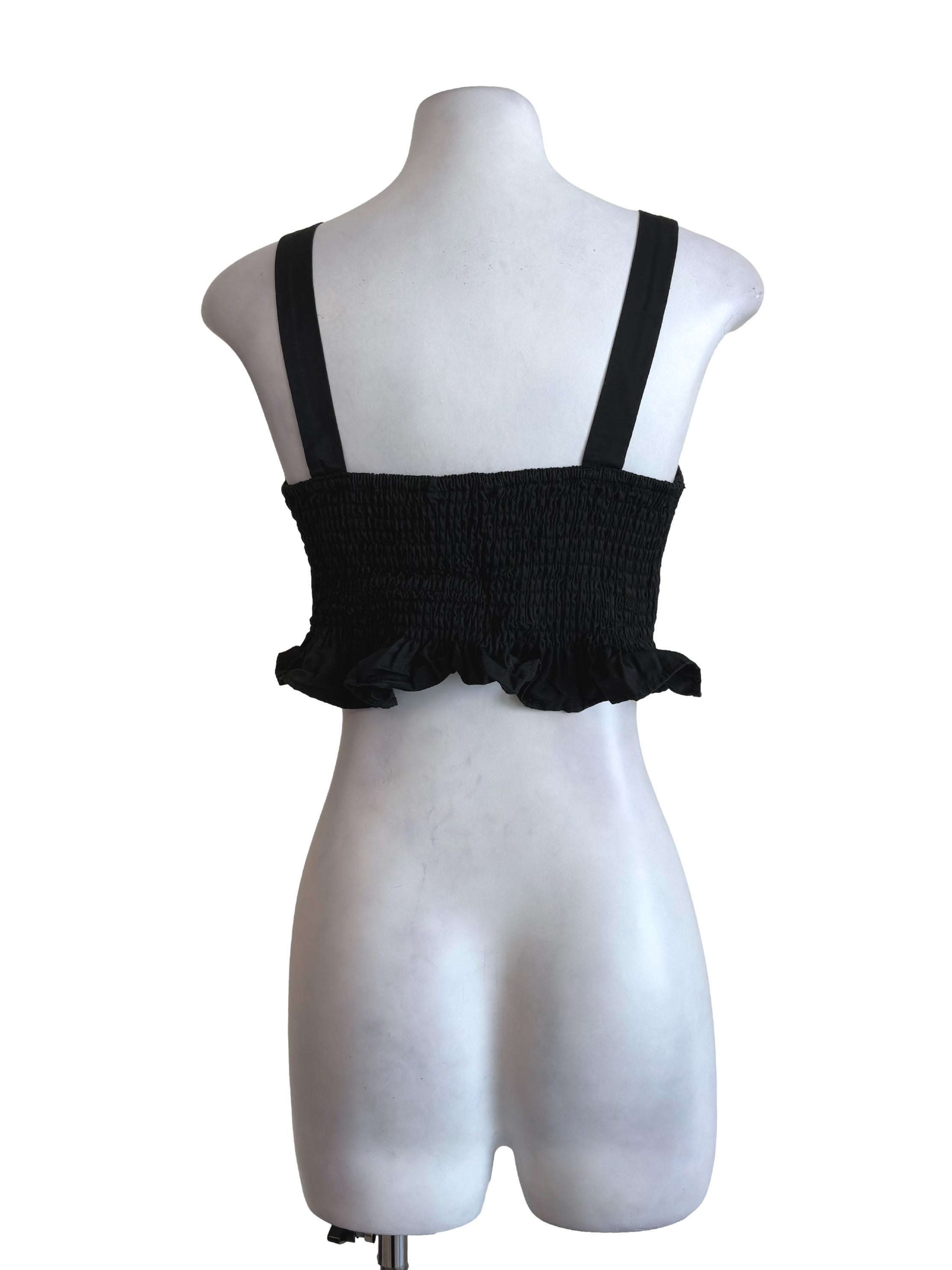 Black Knife Pleated Crop Top TEM