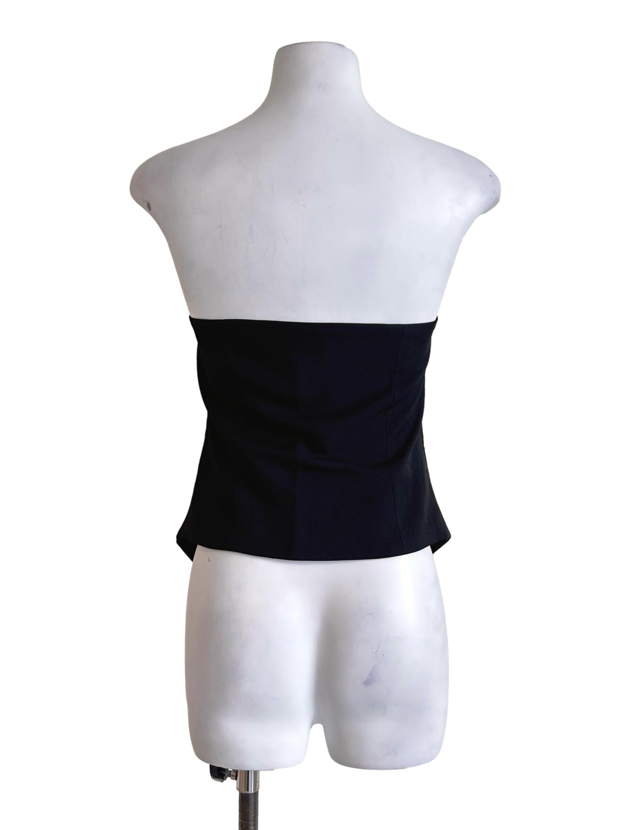 Black Strapless Button Corset Top