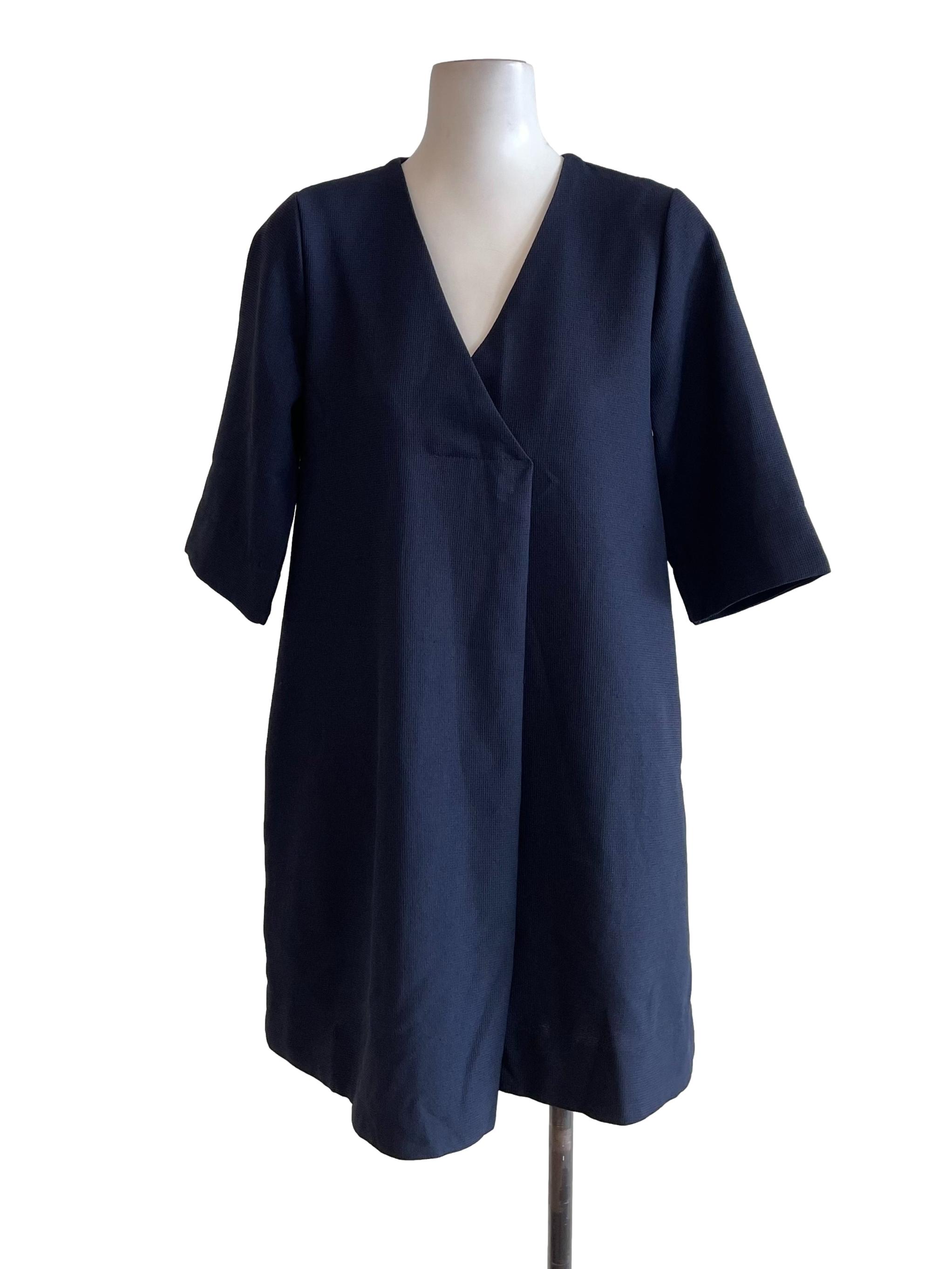 Navy V Neck Dress