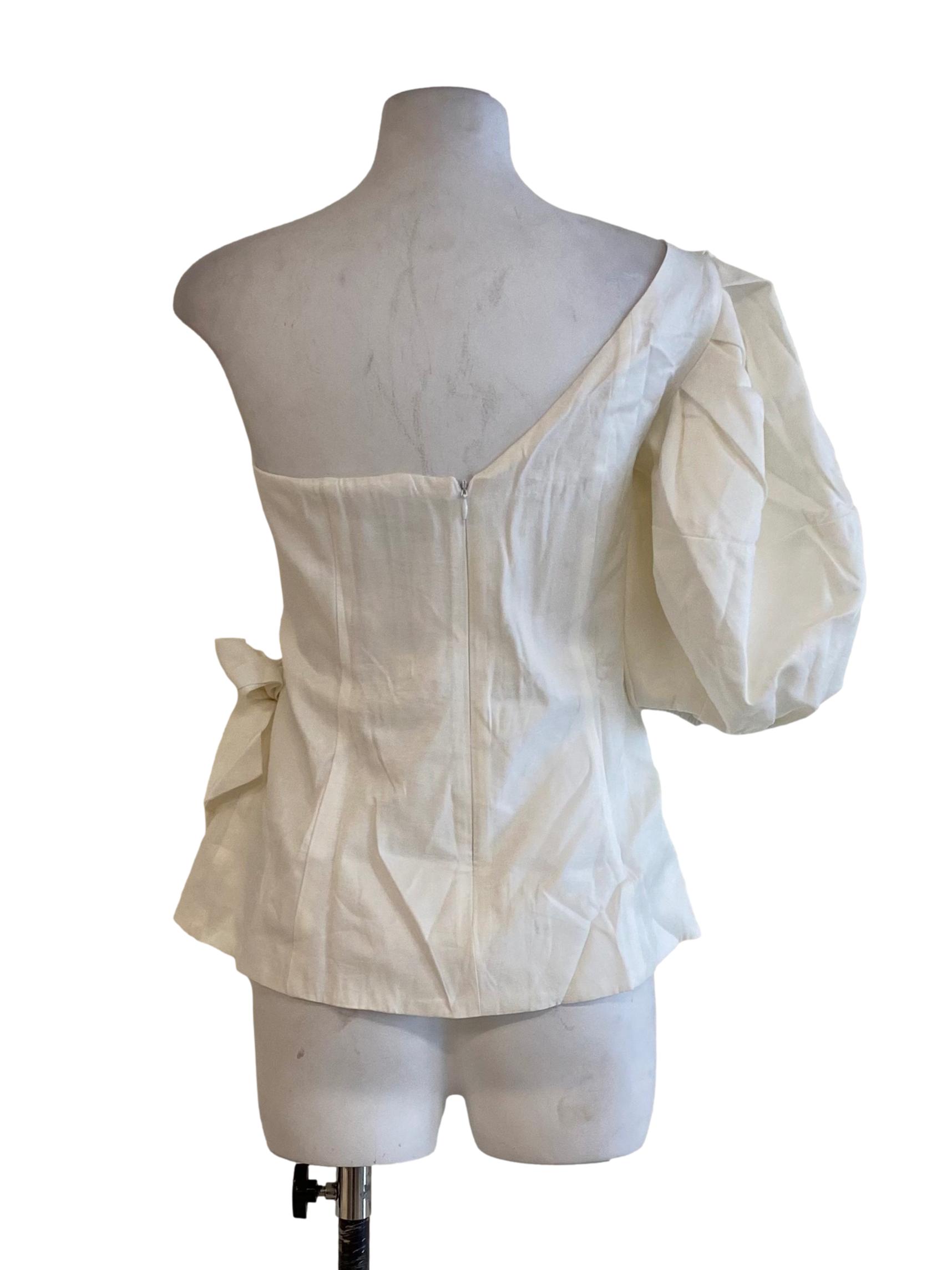 Pearl White Bubble Shoulder Wrap Top