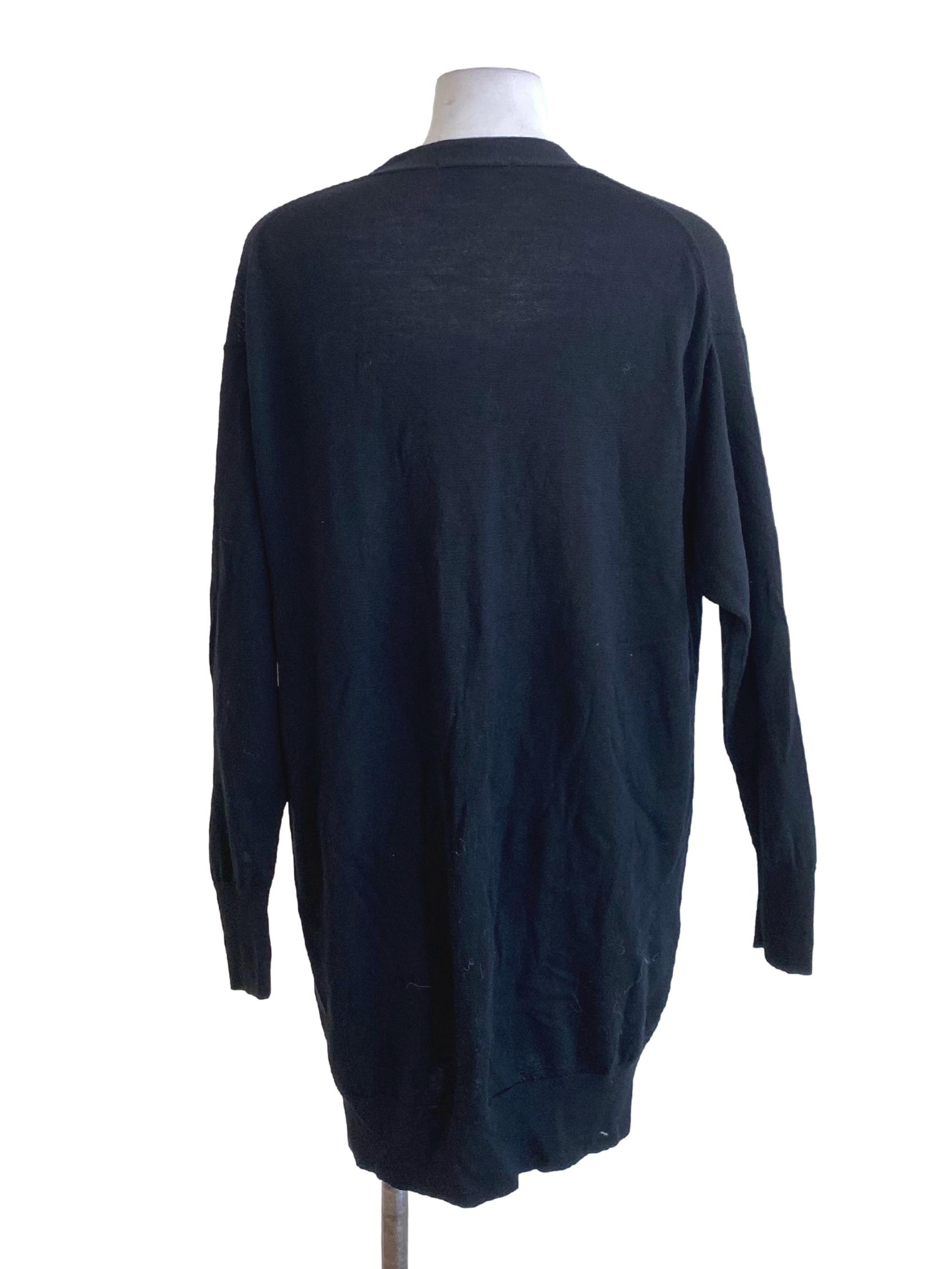 Rich Black V-Neck Buttoned Down Knitted Cardigan