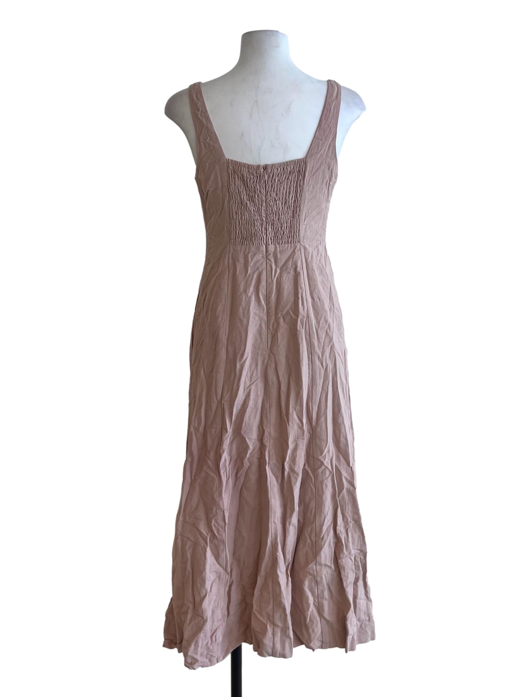 Rose Pink Square Neckline A-Line Dress