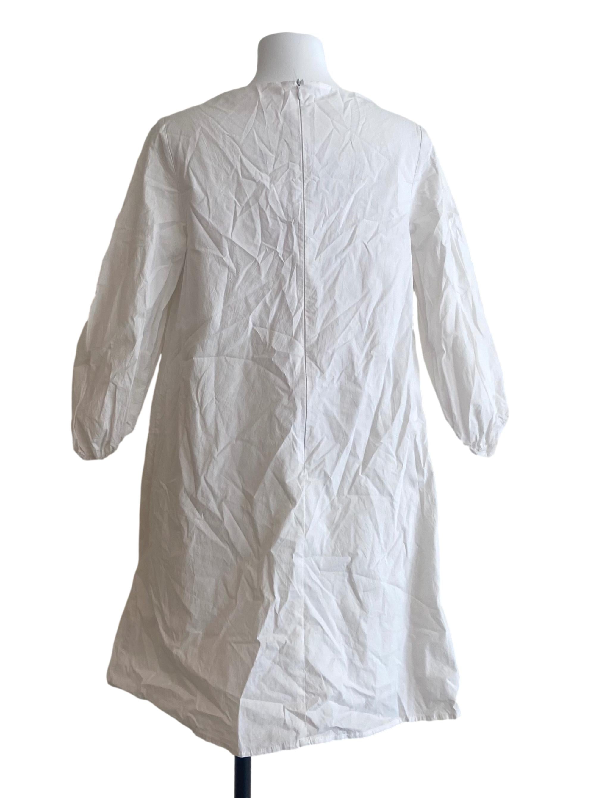 White Embroidery V-Neck Dress