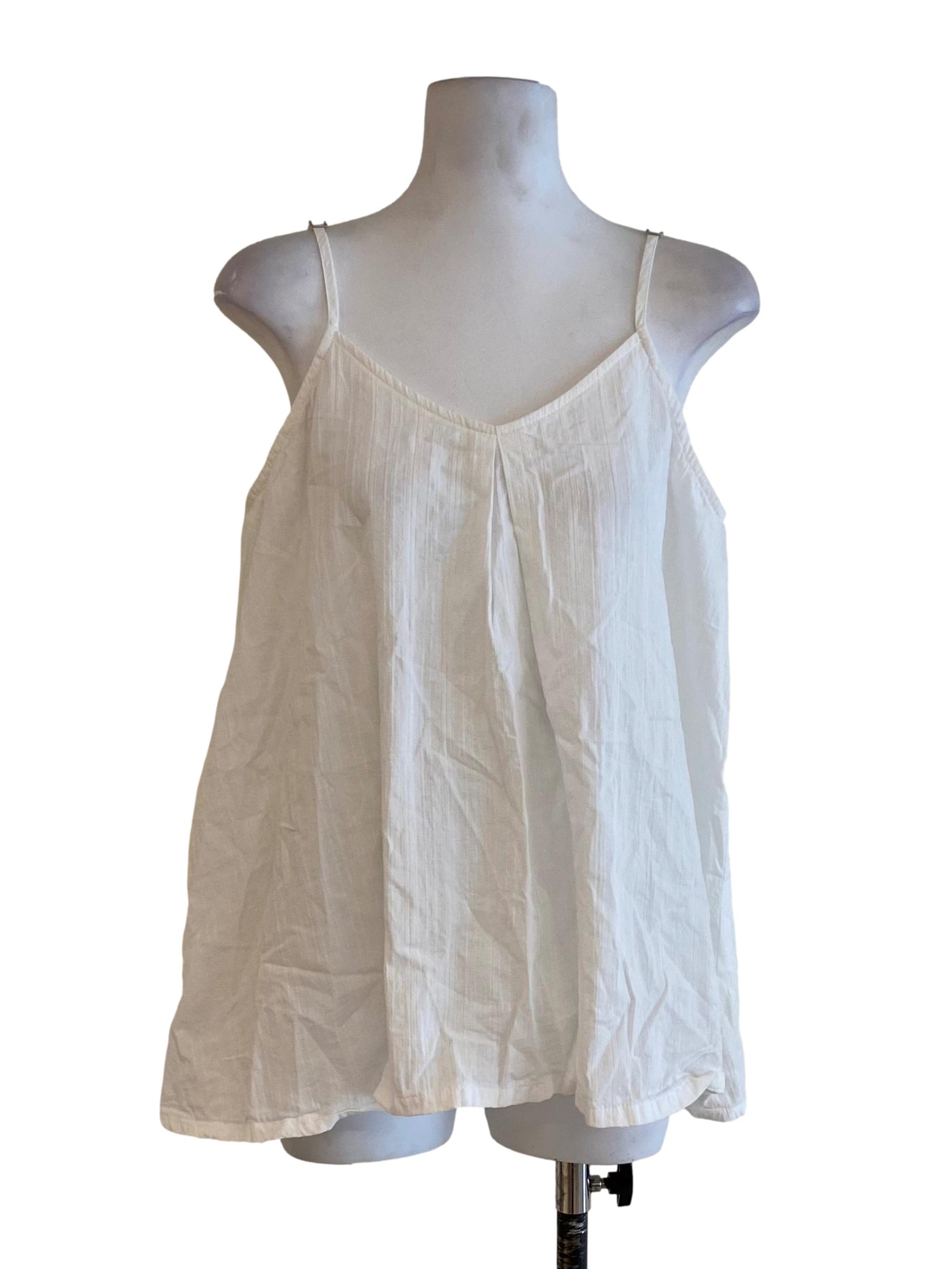 Linen Clear White V-Neck Sleeveless Top