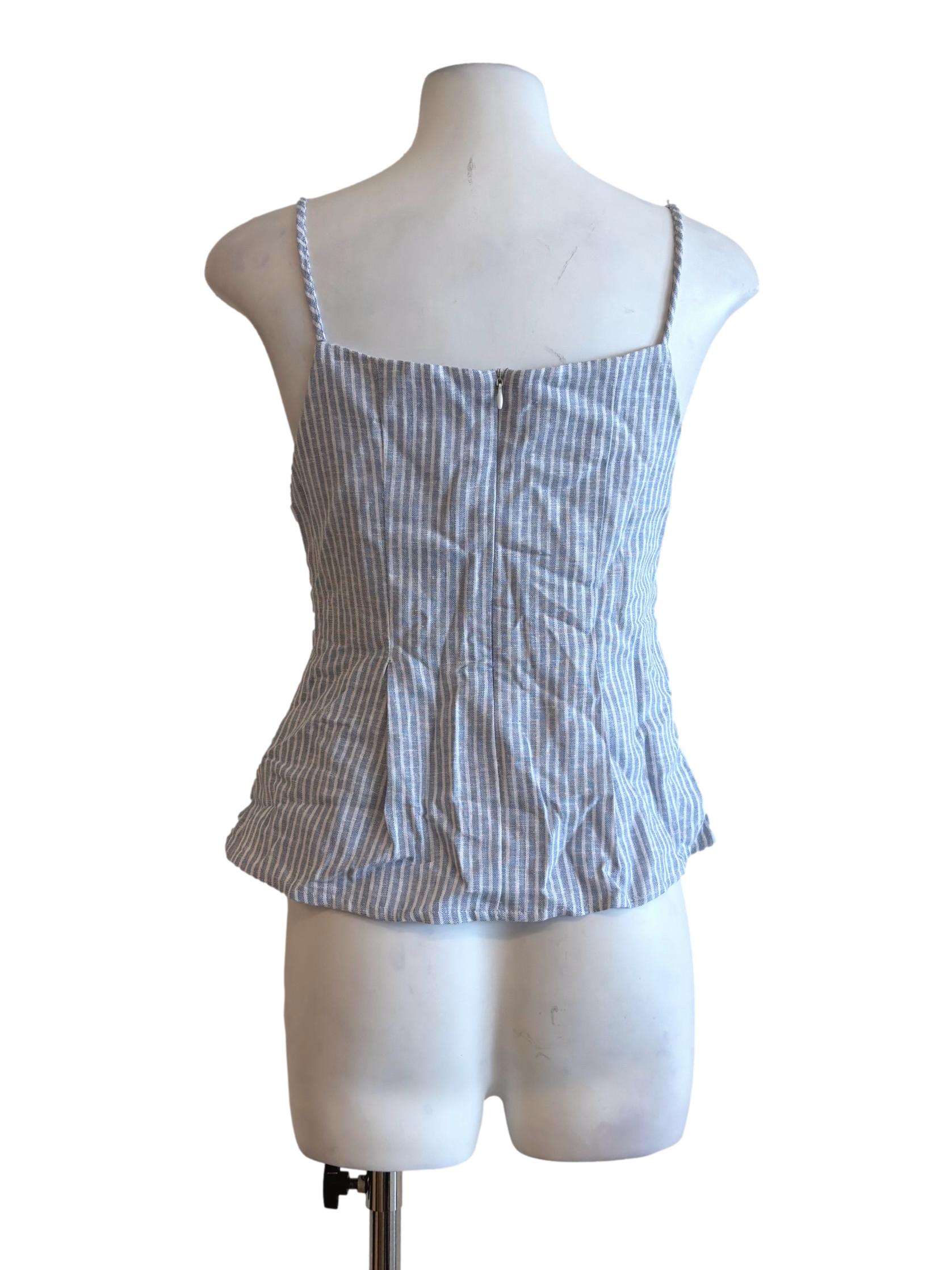 Pastel Blue Striped Sleeveless Top
