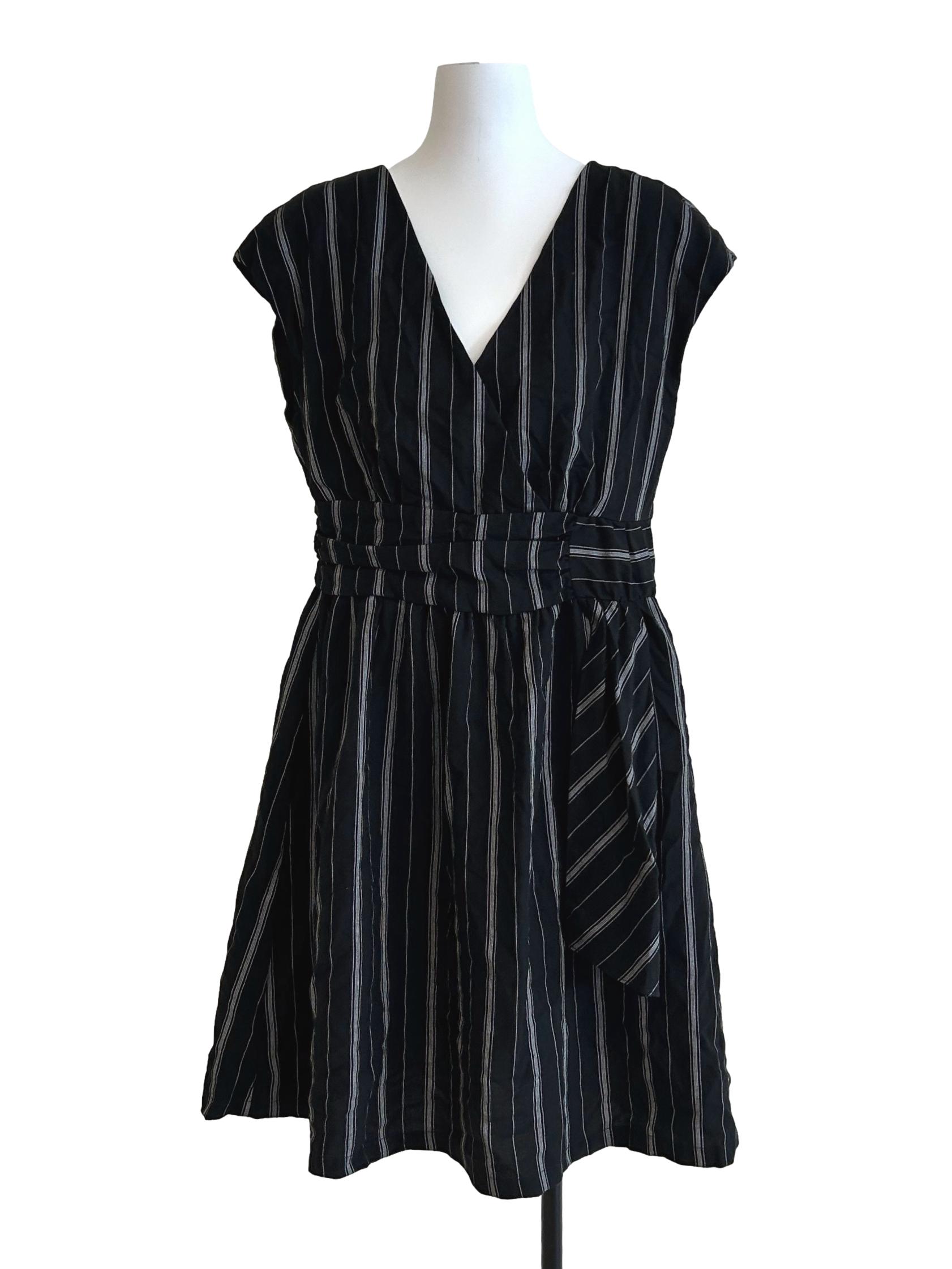 Jet Black Striped Dress