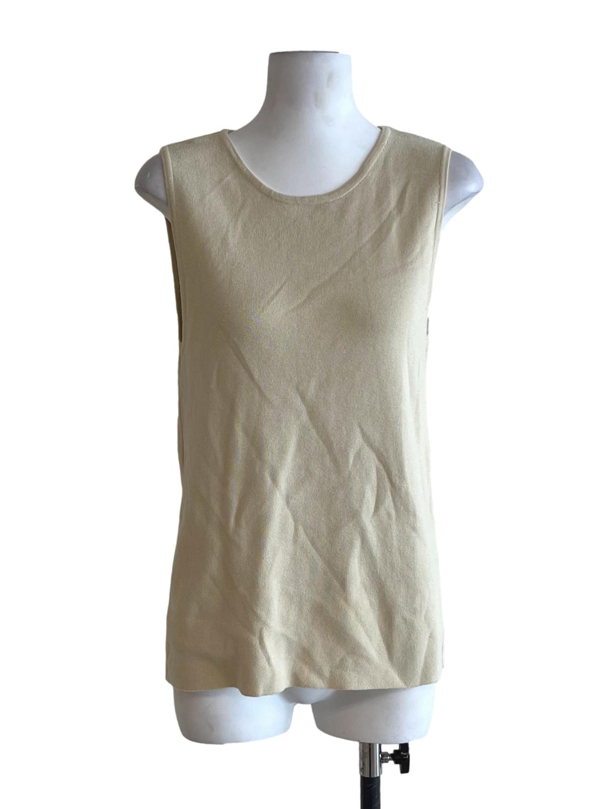 Beige Jewel Neckline Sleeveless Top TEM