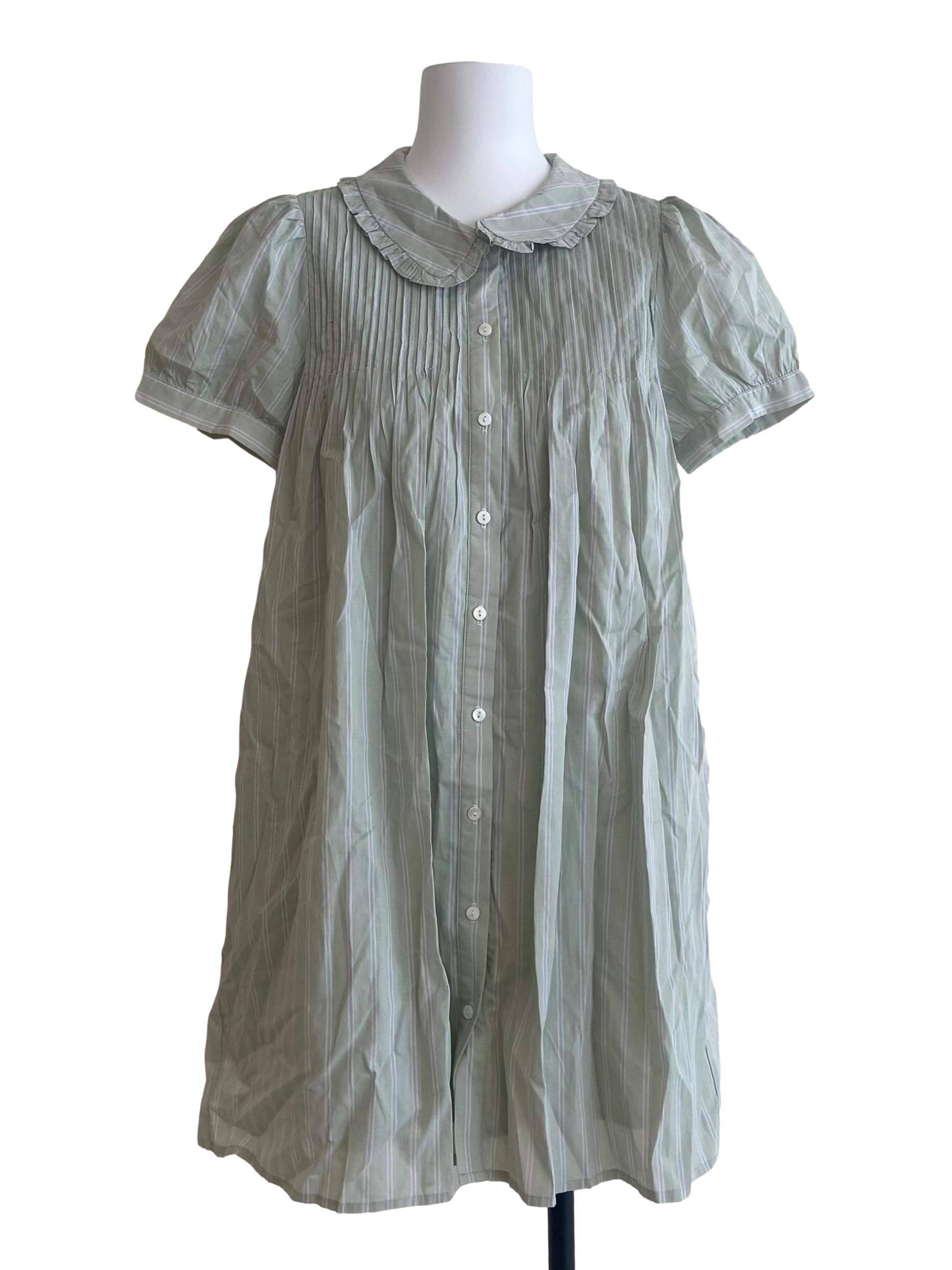 Mint Green Stripe Button Down Dress