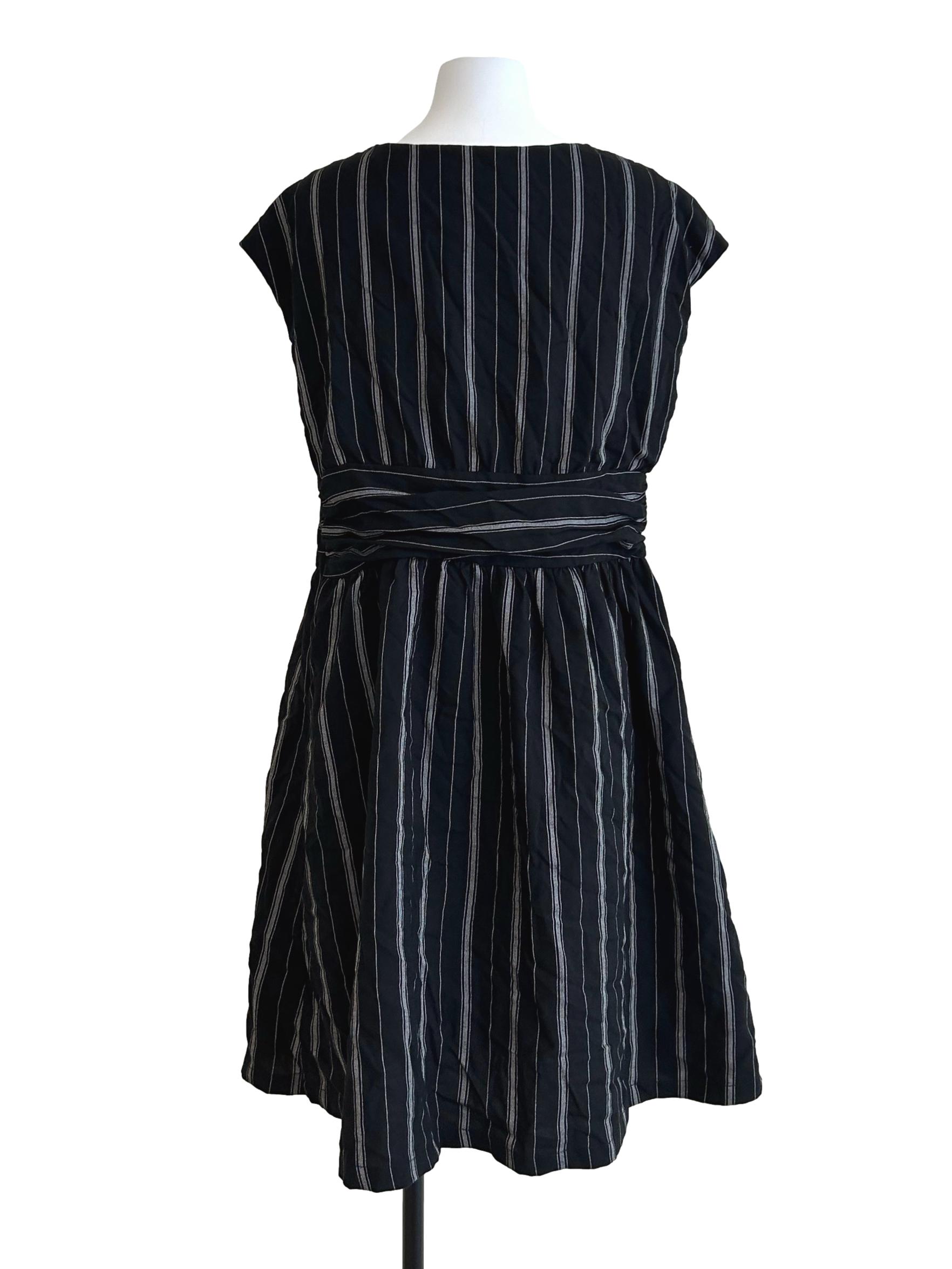 Jet Black Striped Dress