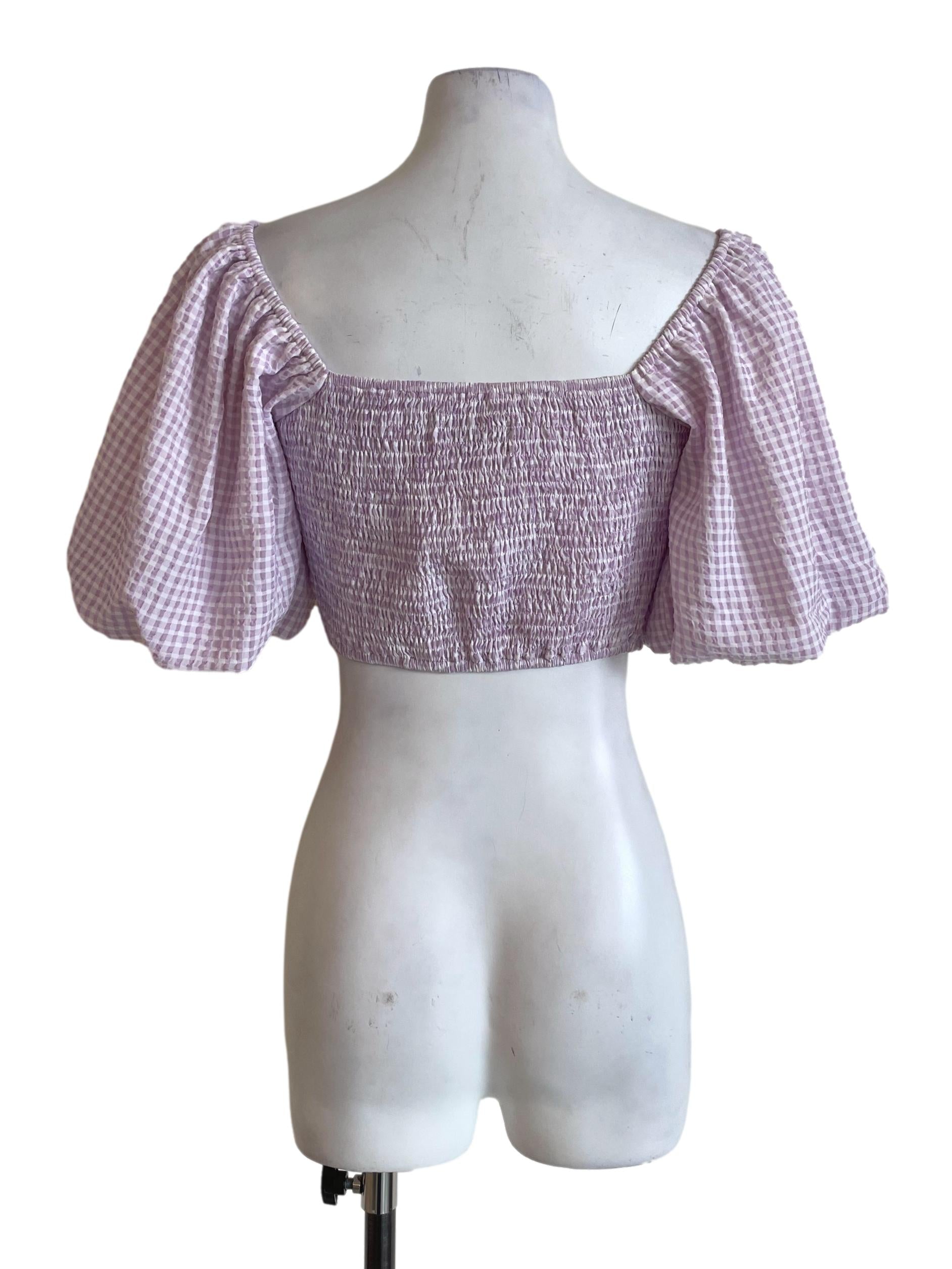 Periwinkle Checked Crop Top