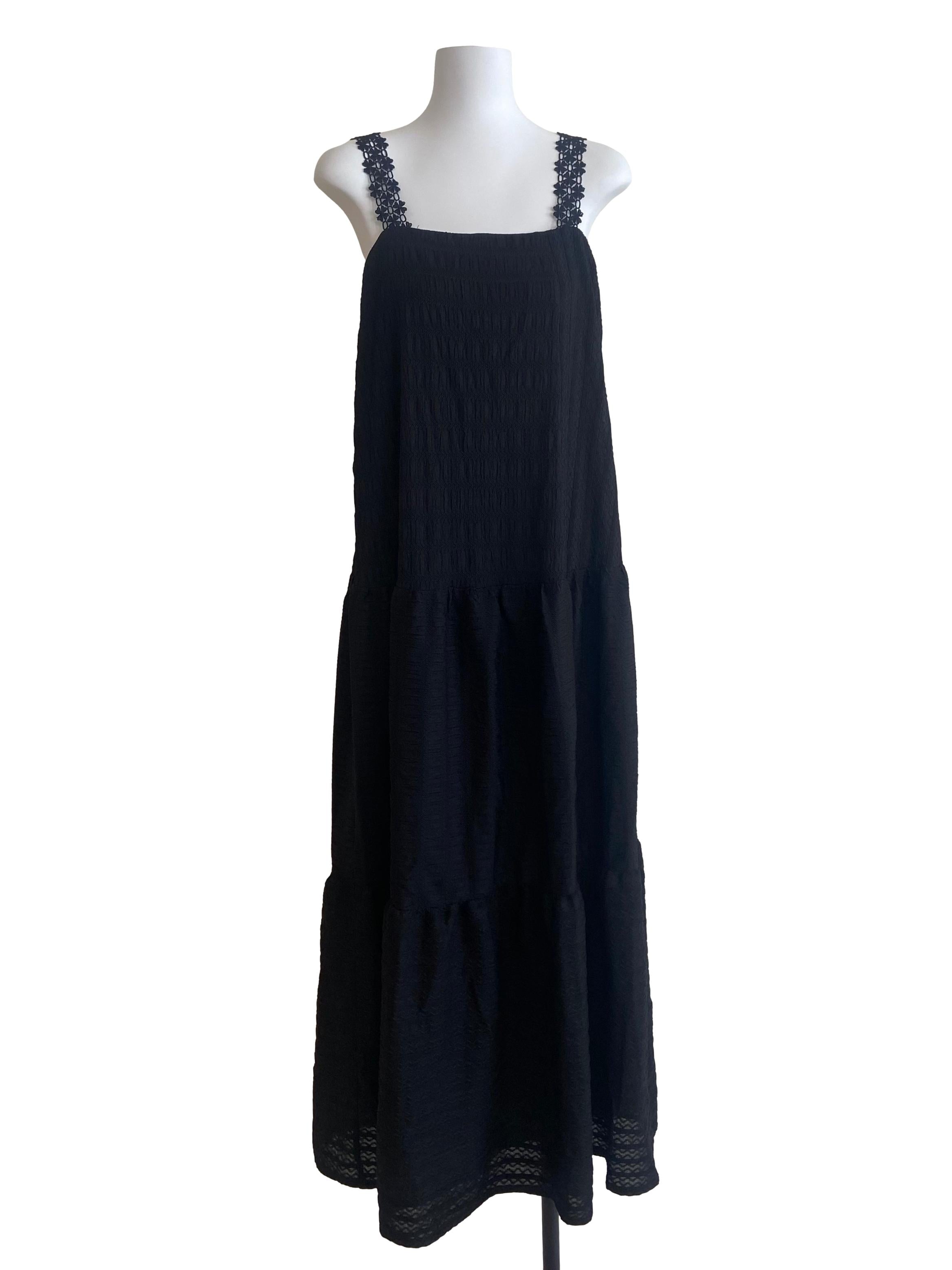 Black Sleeveless Lace Layered Dress
