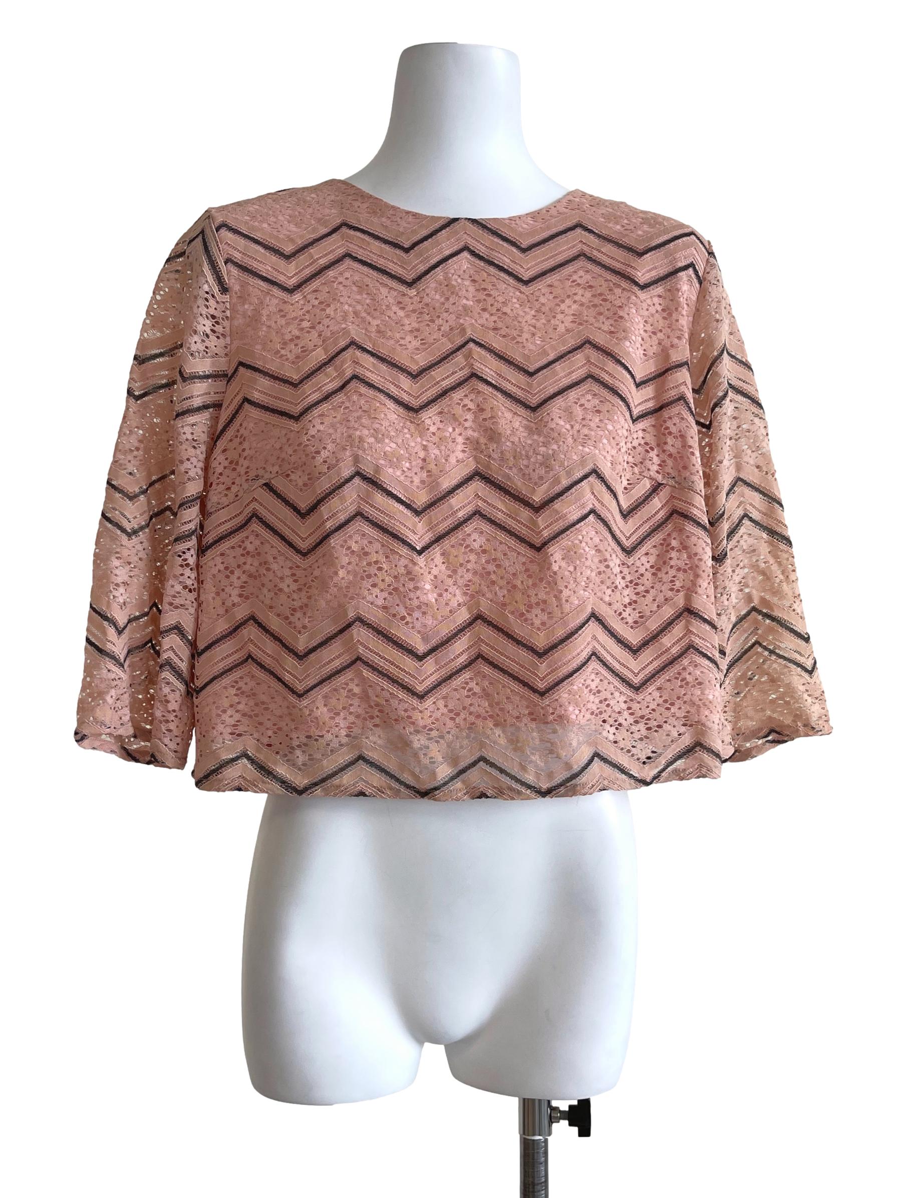 Peach Zig Zag Lacey Top