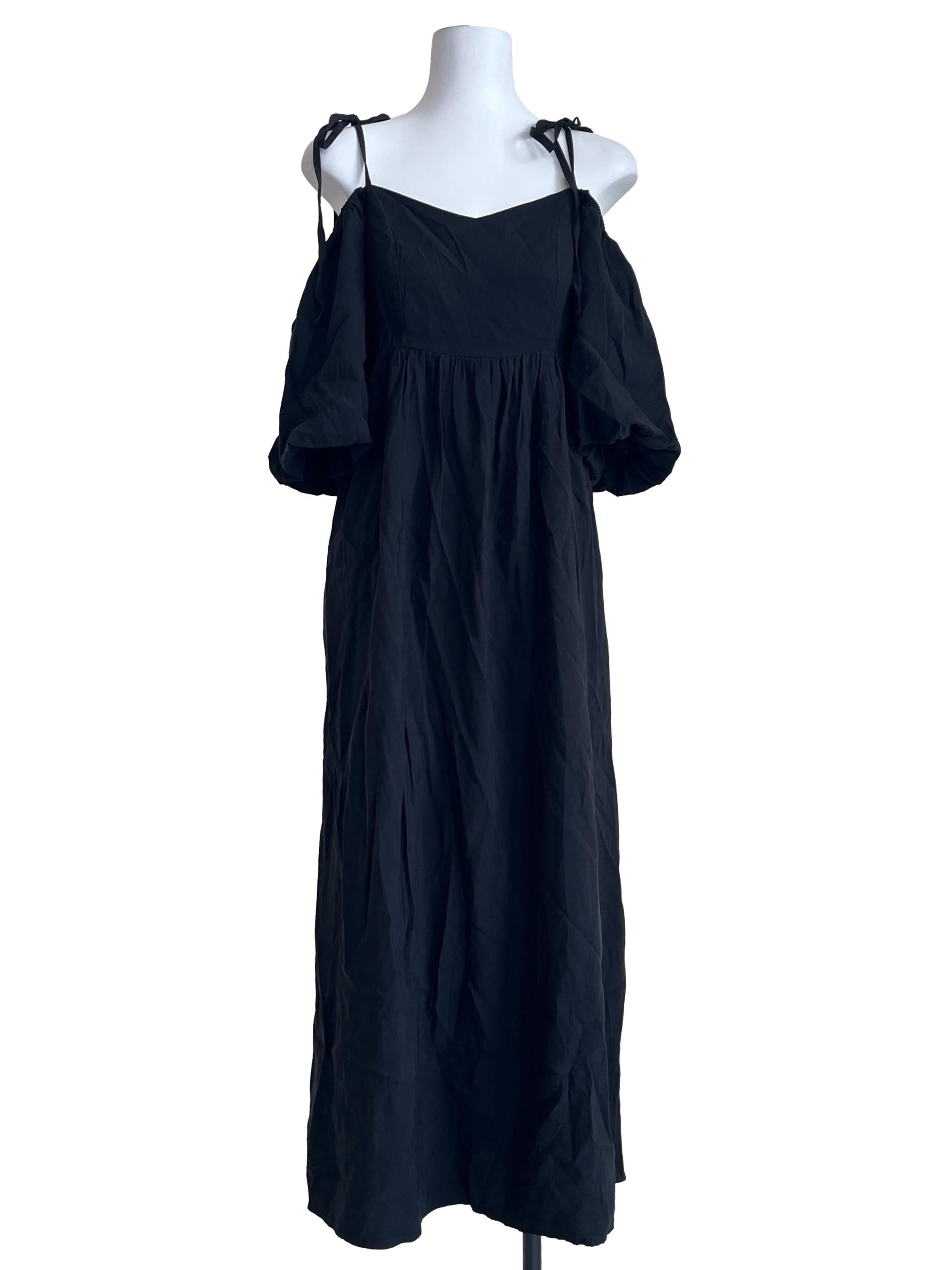 Ink Black Off Shoulder A-Line Dress
