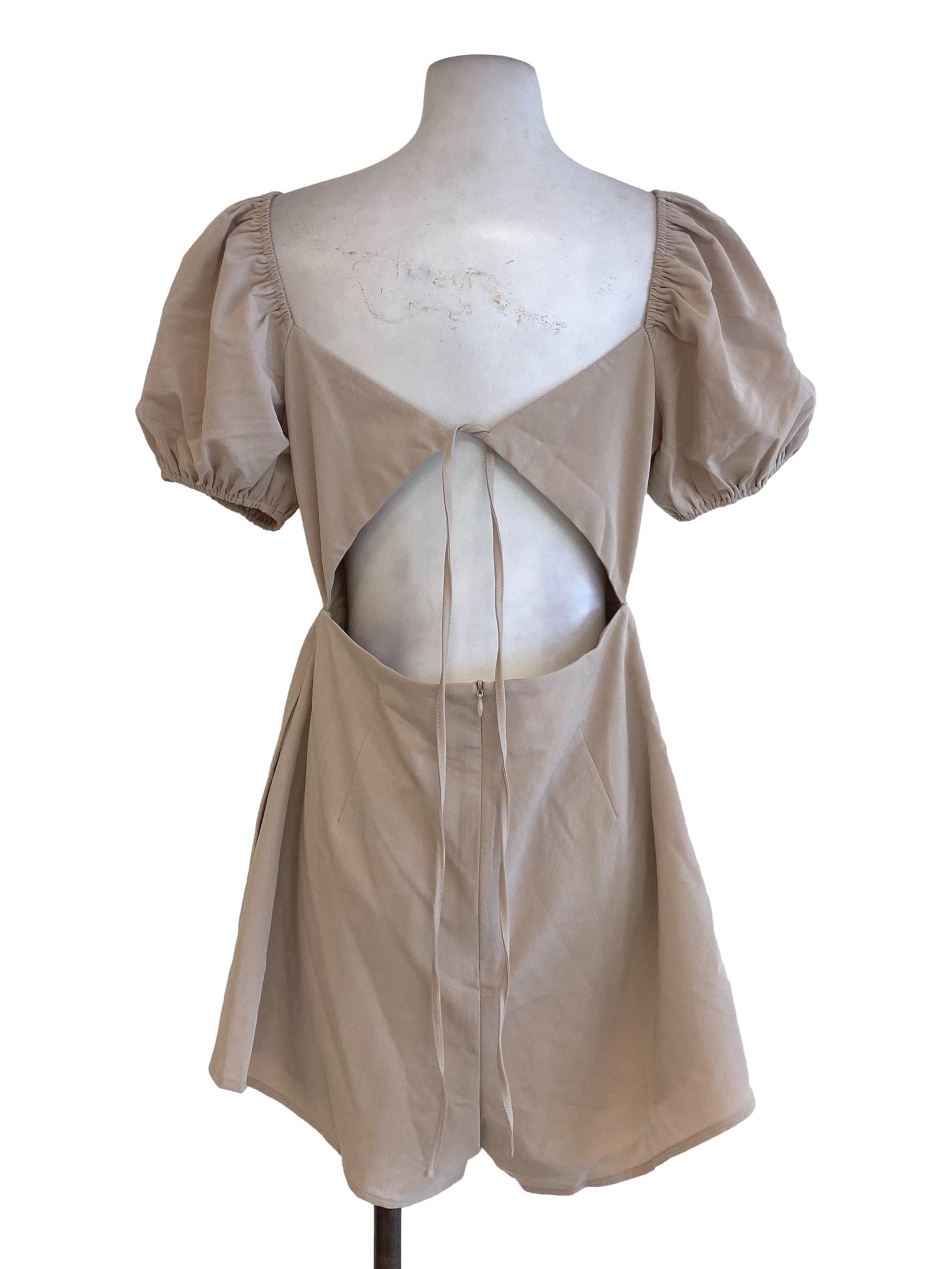 Beige Puffy Sleeve Rompers