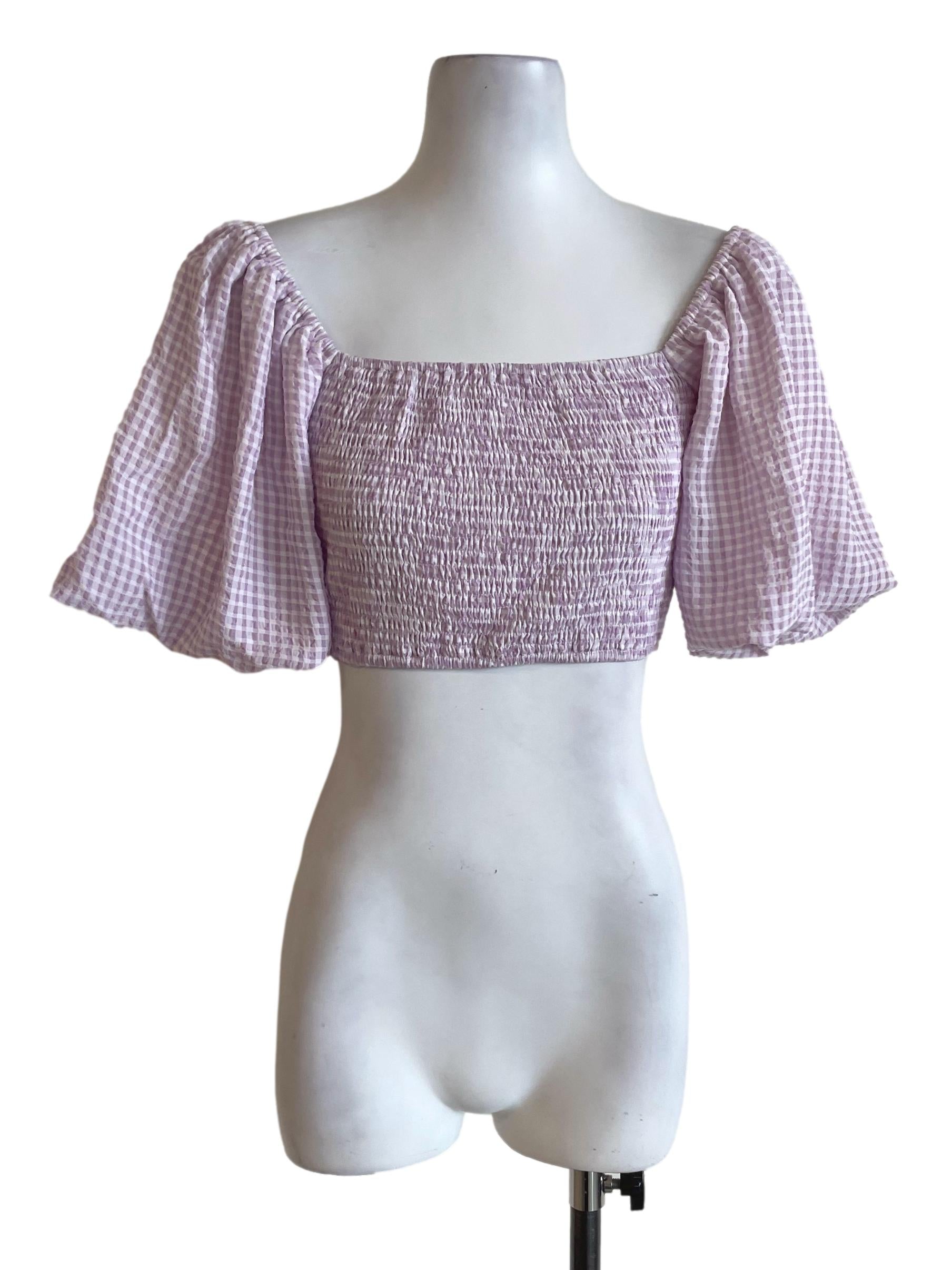 Periwinkle Checked Crop Top