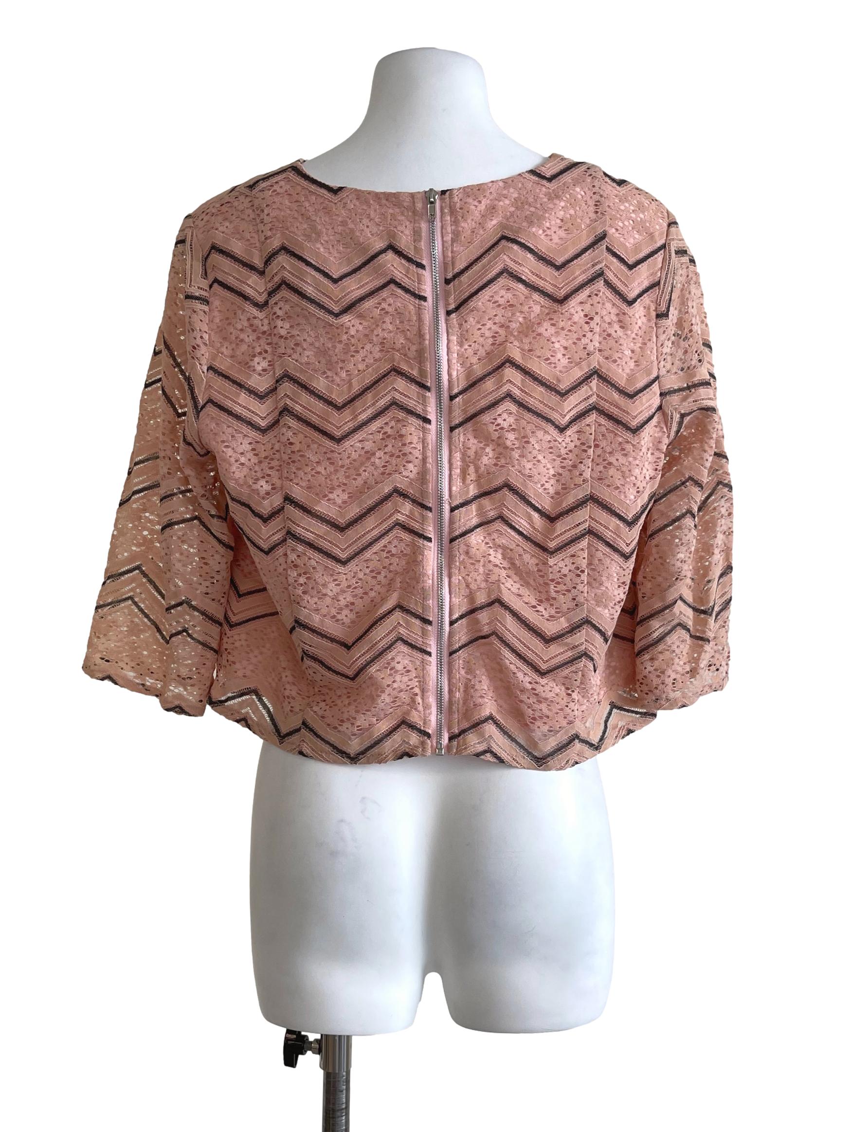 Peach Zig Zag Lacey Top