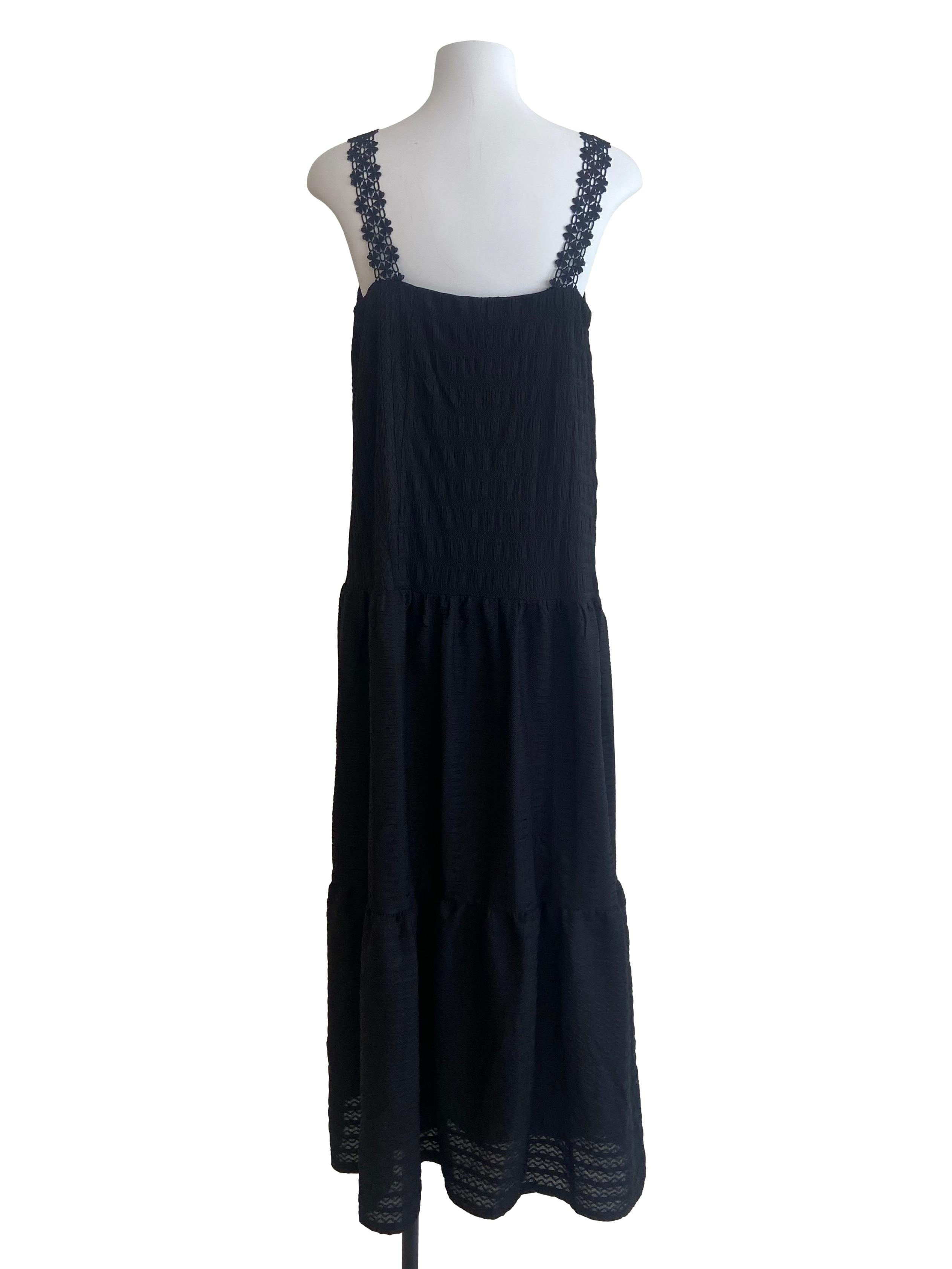 Black Sleeveless Lace Layered Dress