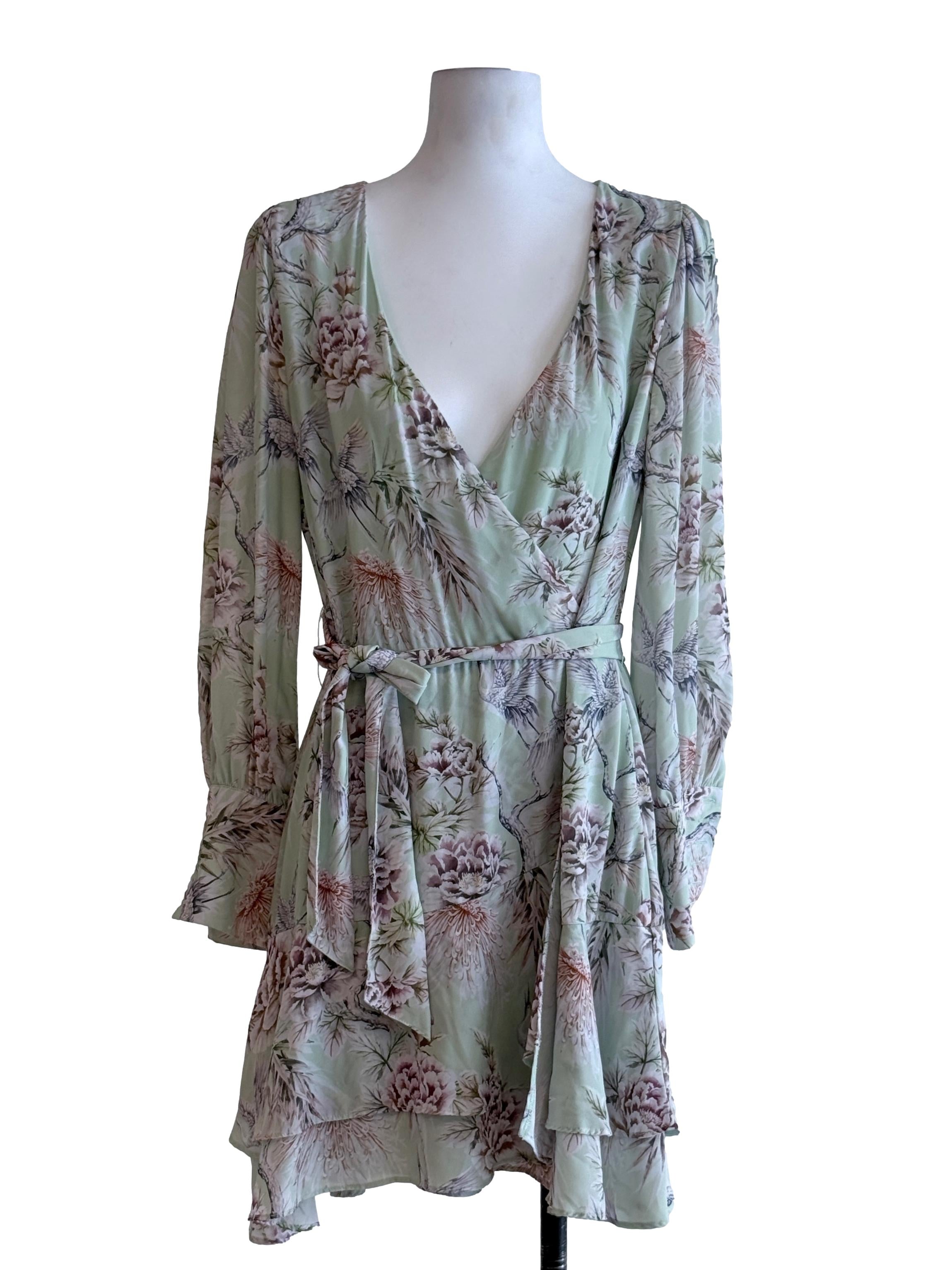 Light Green Vneck Wrap Dress